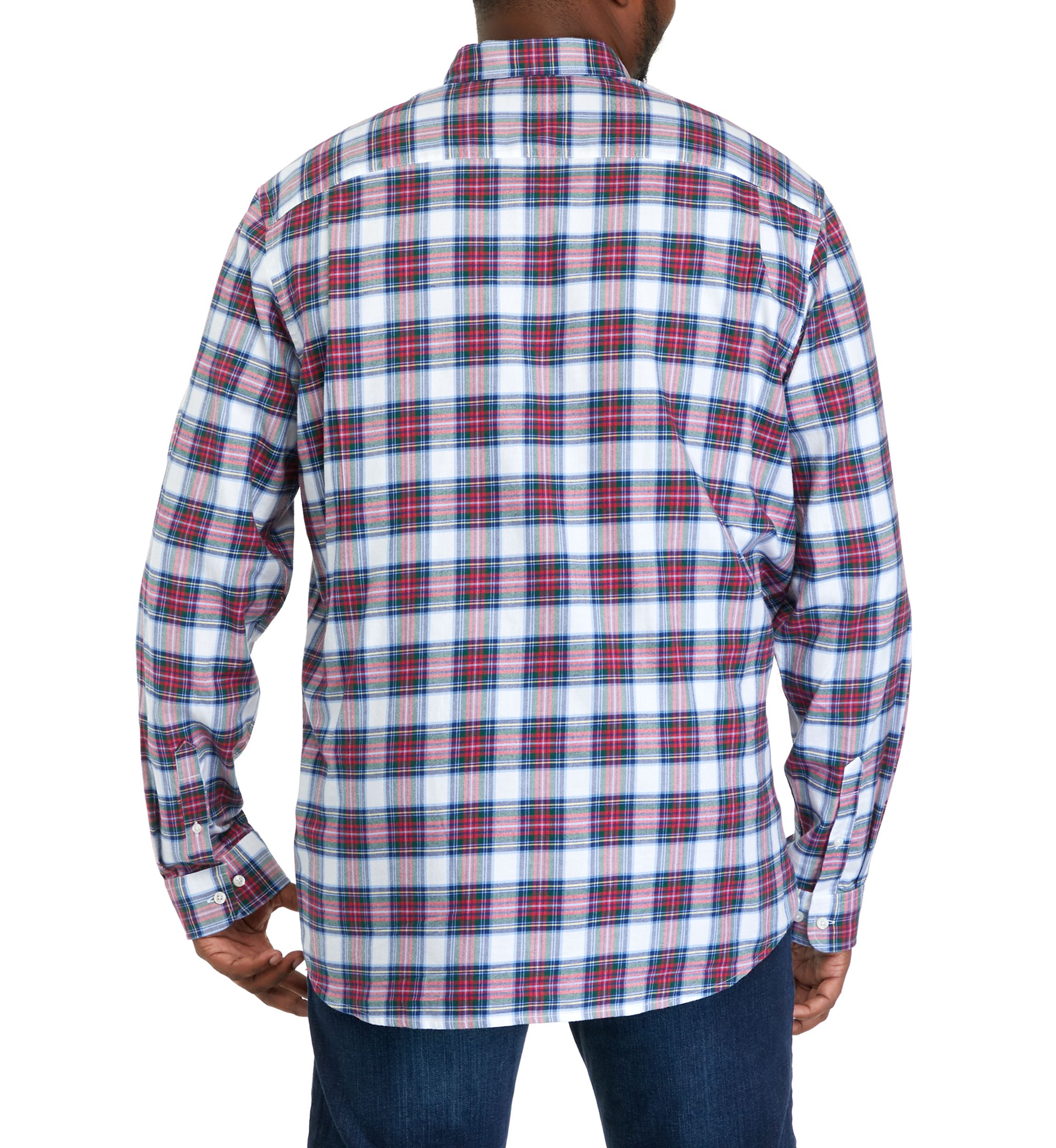 Big & Tall Long Sleeve Woven Twill Plaid Shirt