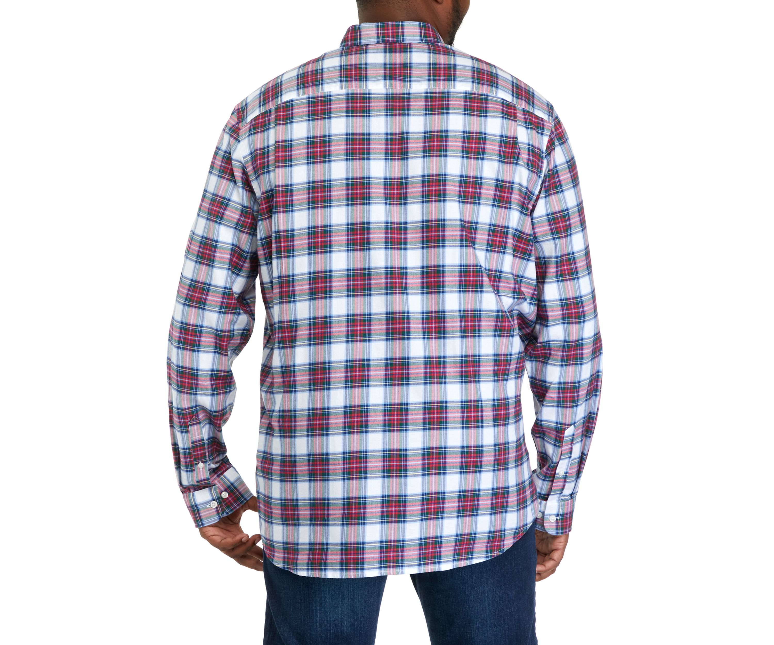 Big & Tall Long Sleeve Woven Twill Plaid Shirt