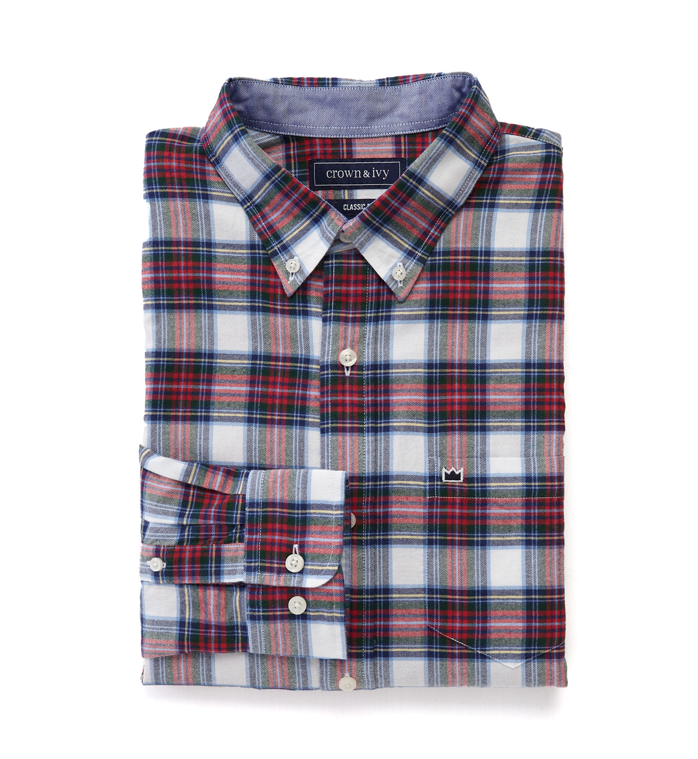 Big & Tall Long Sleeve Woven Twill Plaid Shirt