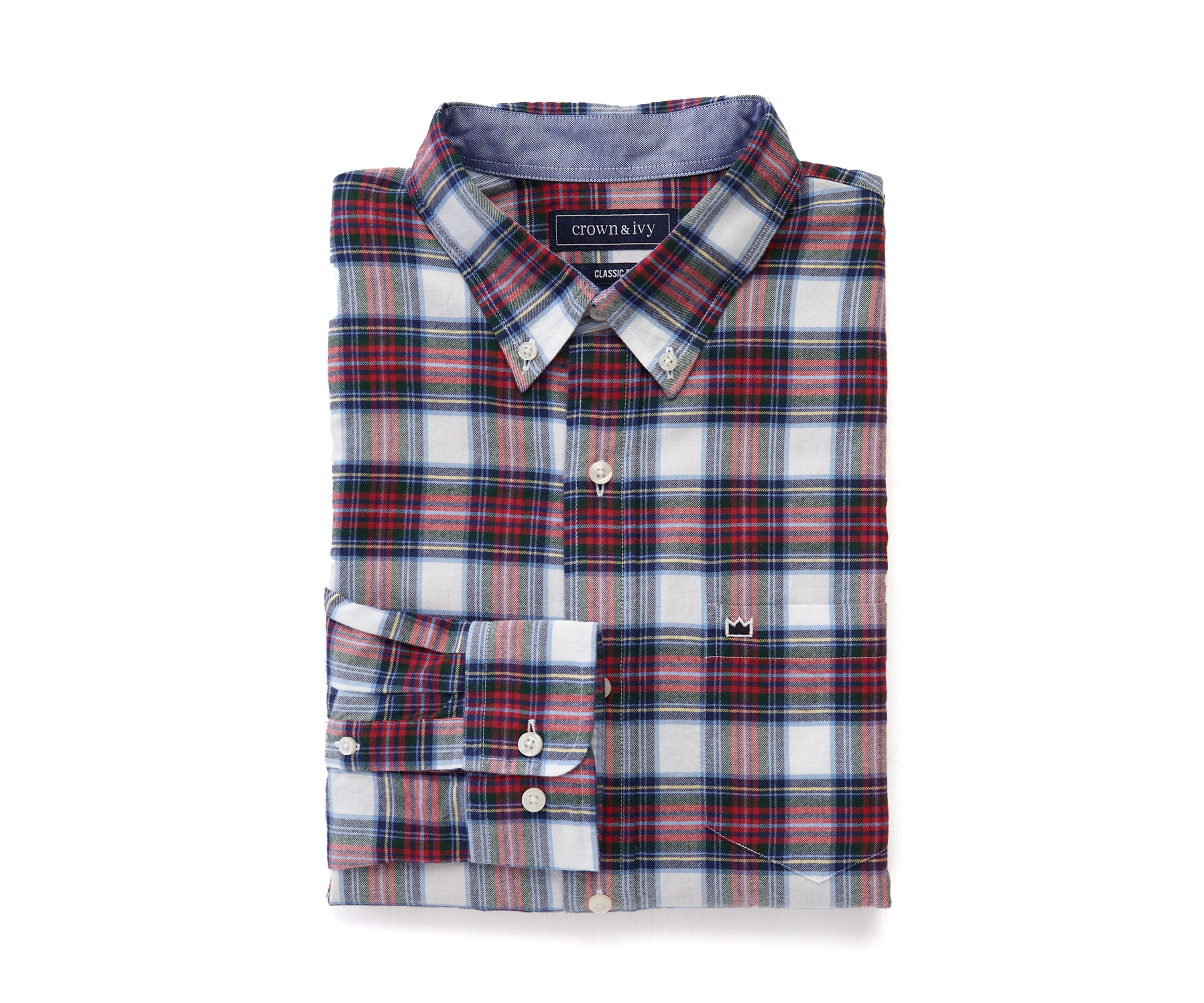 Big & Tall Long Sleeve Woven Twill Plaid Shirt