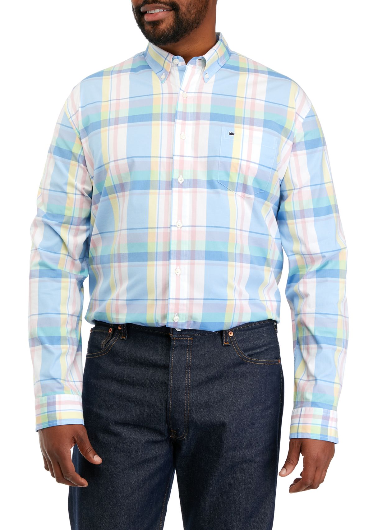Big & Tall Long Sleeve Woven Poplin Shirt