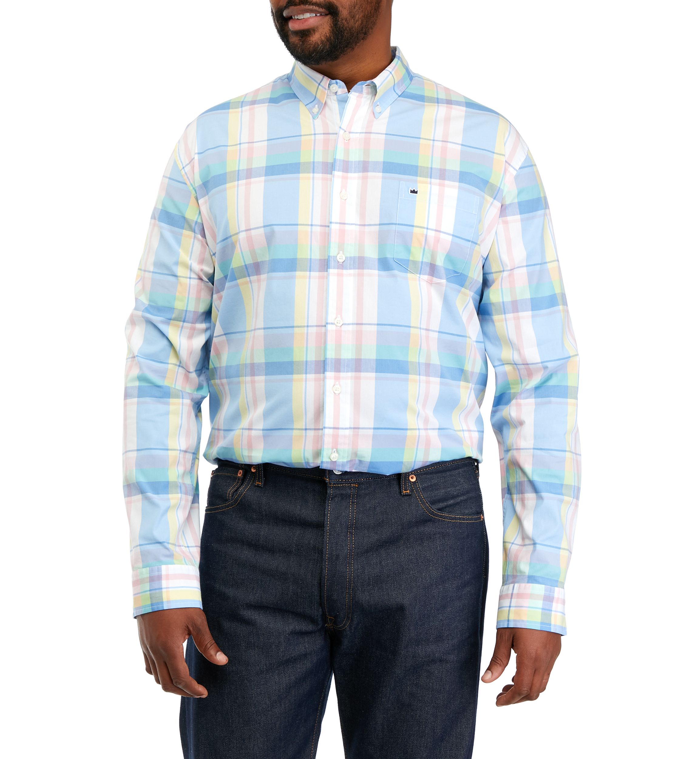 Big & Tall Long Sleeve Woven Poplin Shirt