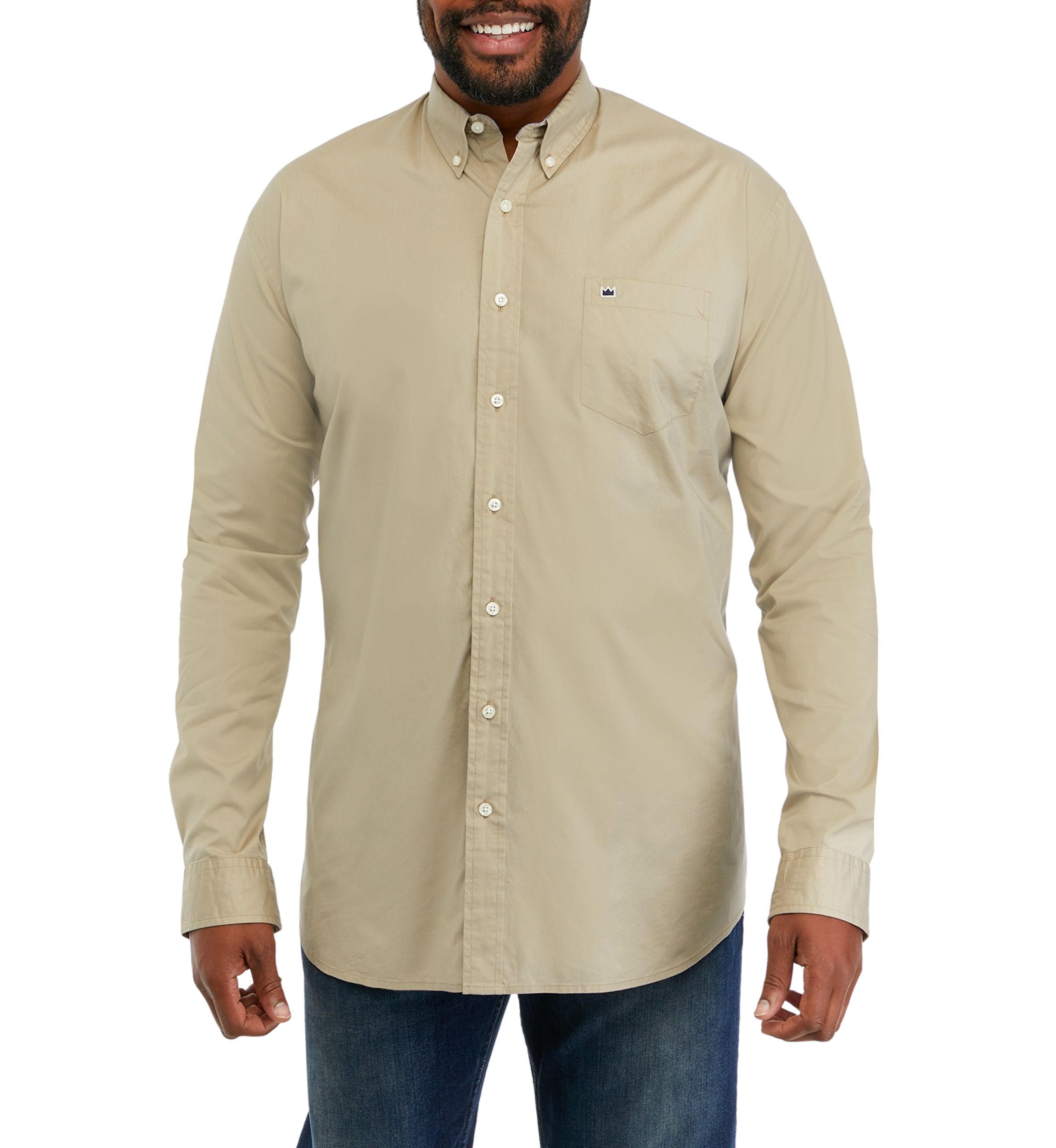 Big & Tall Long Sleeve Woven Poplin Shirt