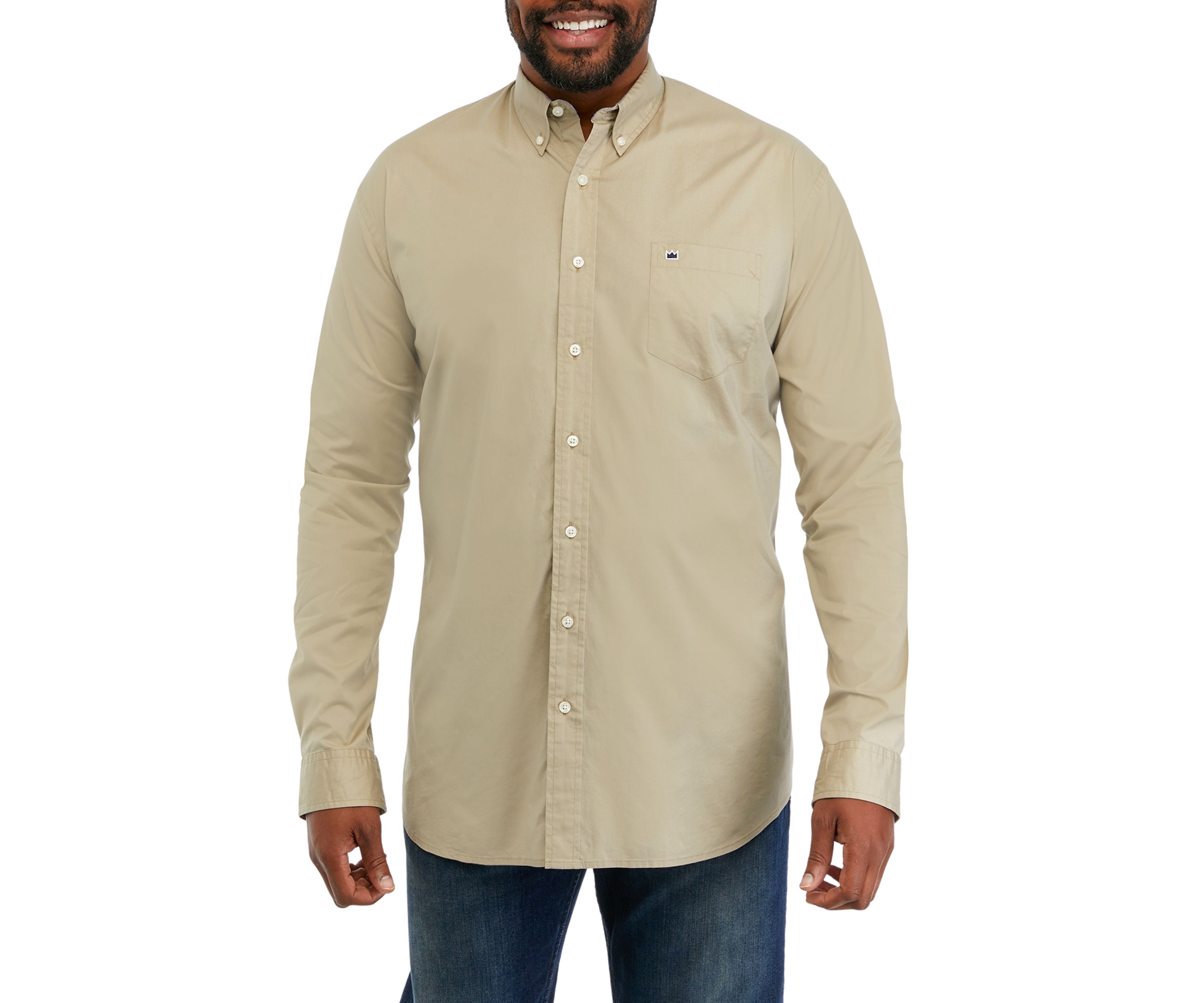 Big & Tall Long Sleeve Woven Poplin Shirt