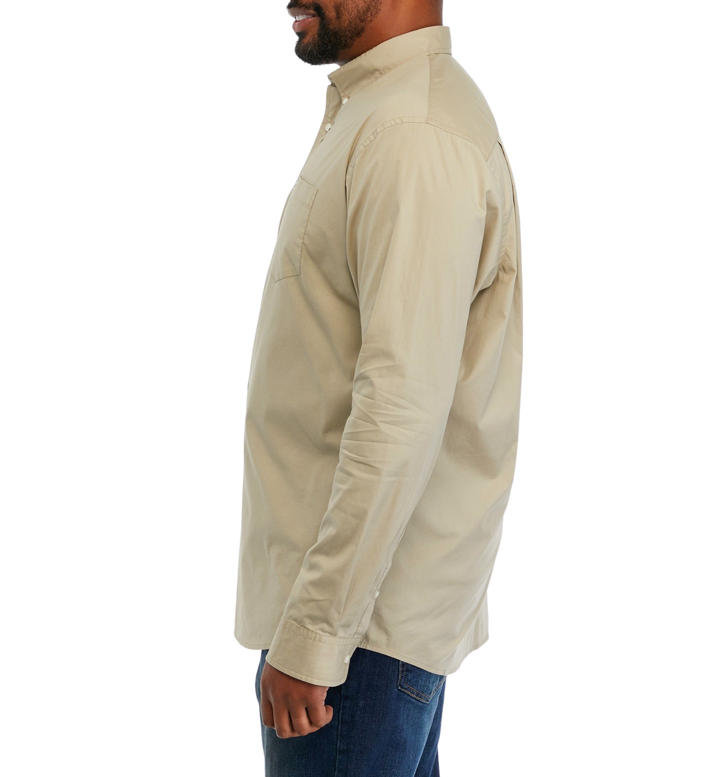 Big & Tall Long Sleeve Woven Poplin Shirt