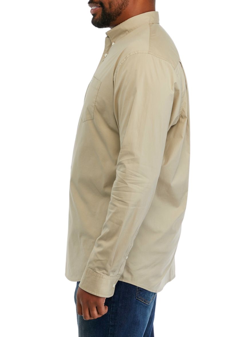 Big & Tall Long Sleeve Woven Poplin Shirt
