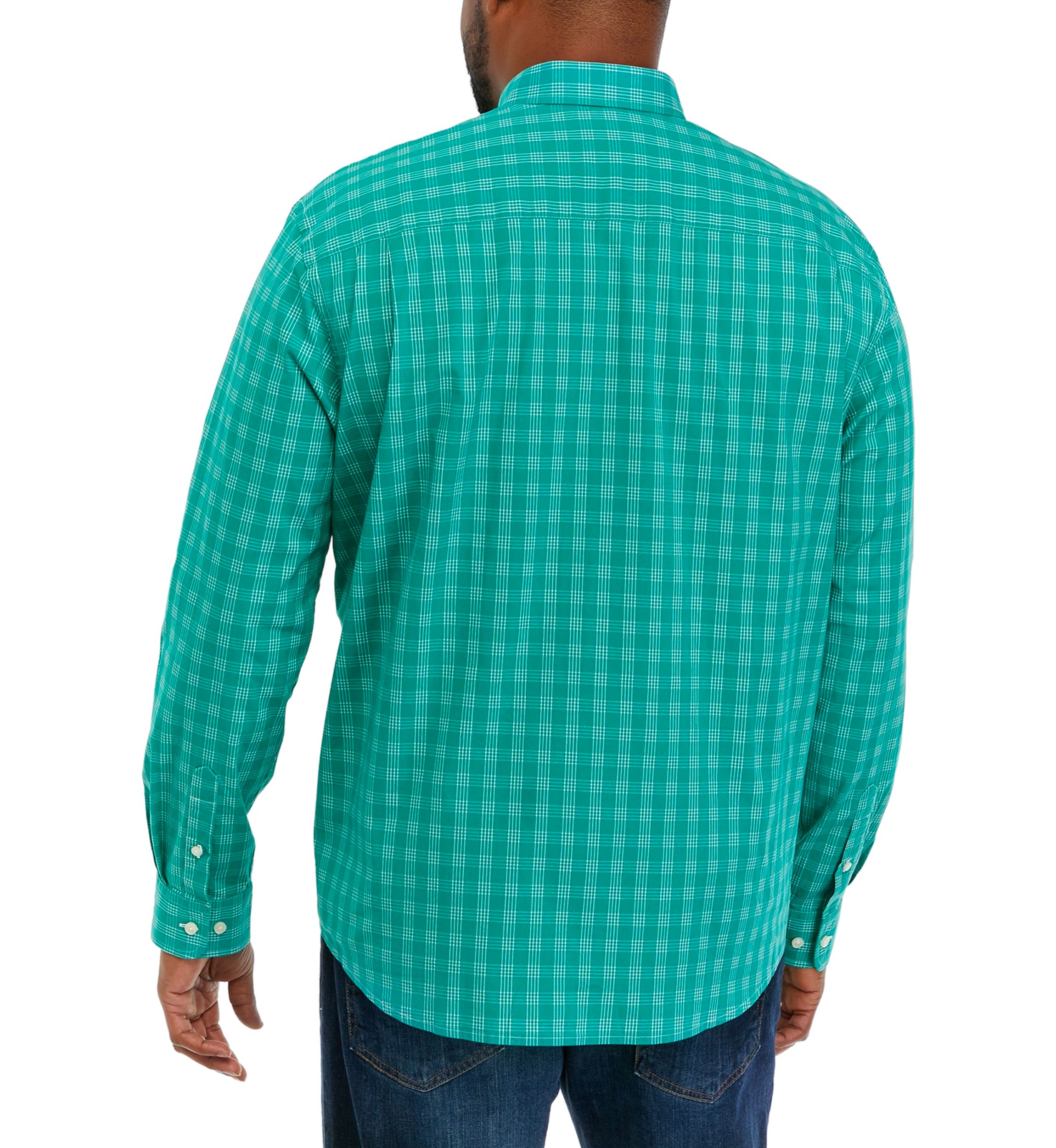 Big & Tall Long Sleeve Woven Poplin Plaid Shirt
