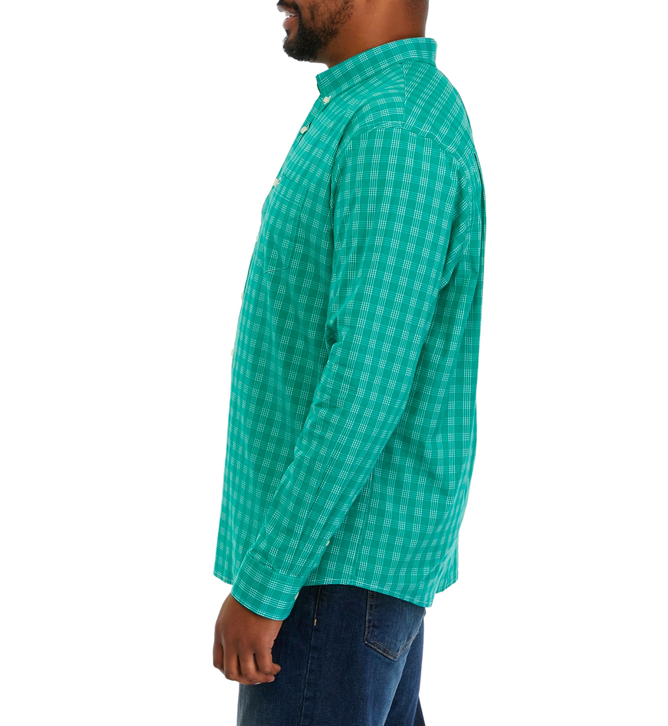 Big & Tall Long Sleeve Woven Poplin Plaid Shirt