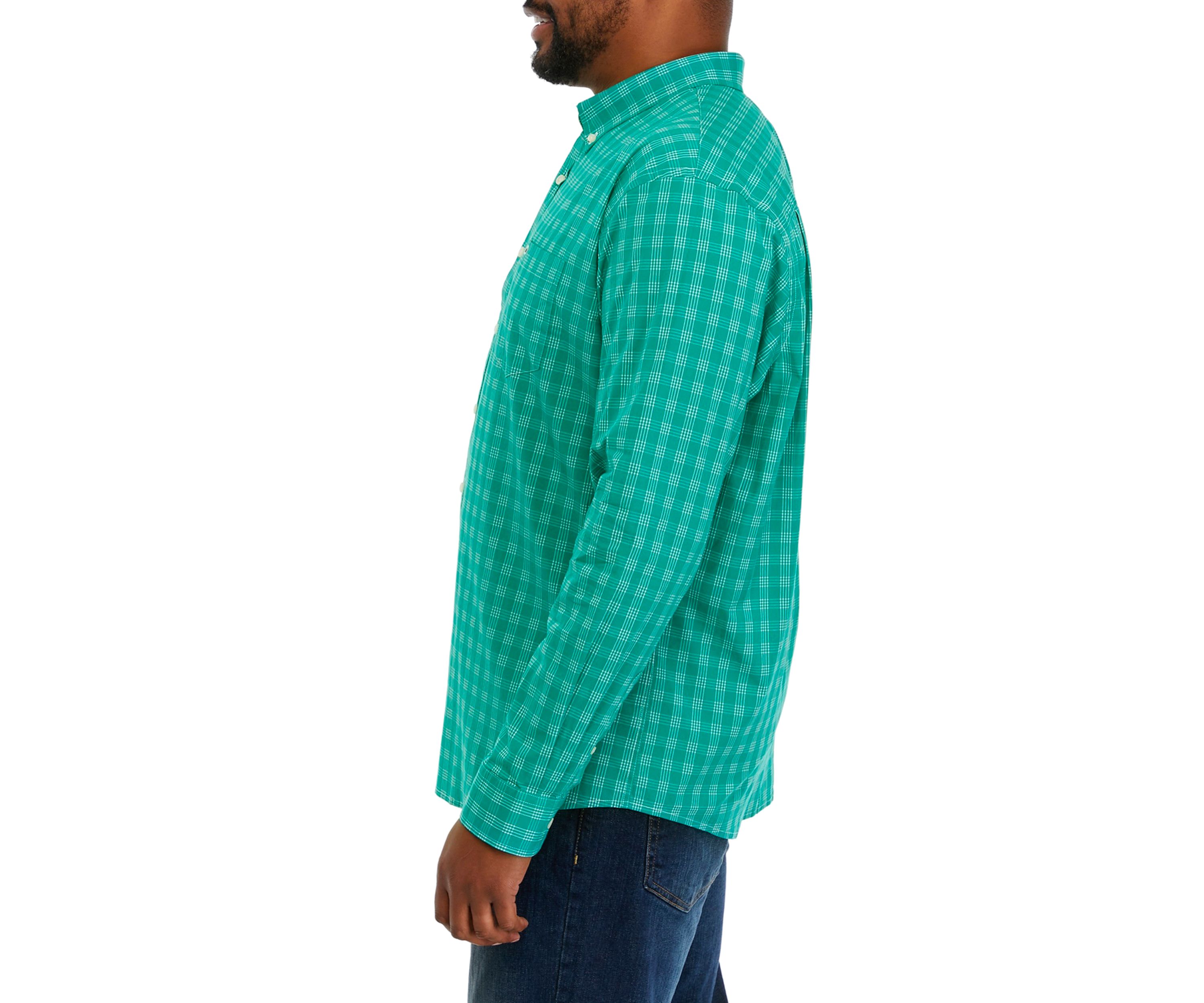 Big & Tall Long Sleeve Woven Poplin Plaid Shirt
