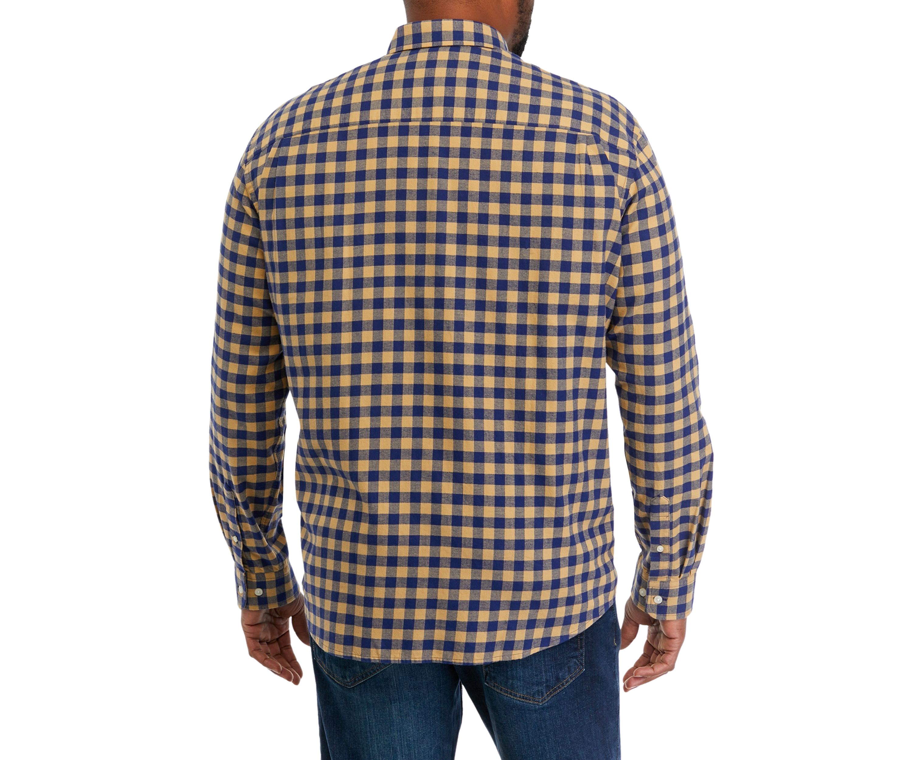 Big & Tall Long Sleeve Woven Twill Plaid Shirt