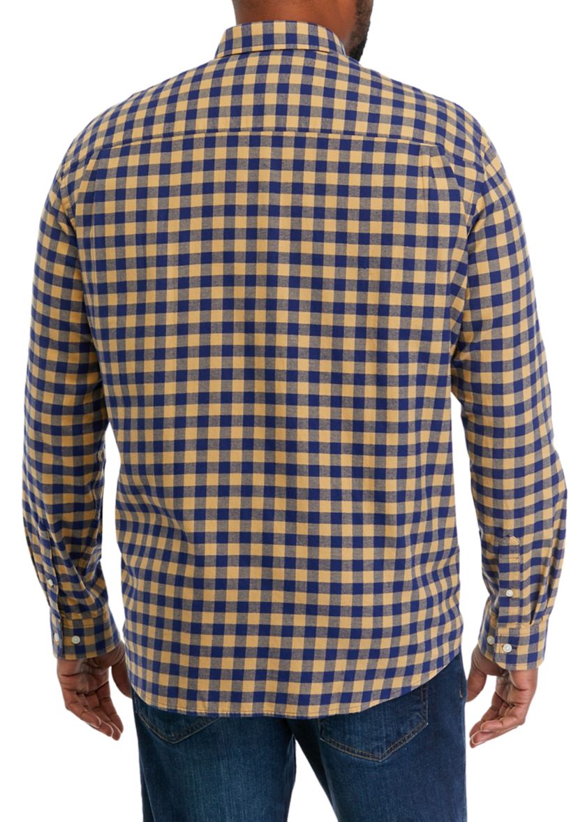 Big & Tall Long Sleeve Woven Twill Plaid Shirt