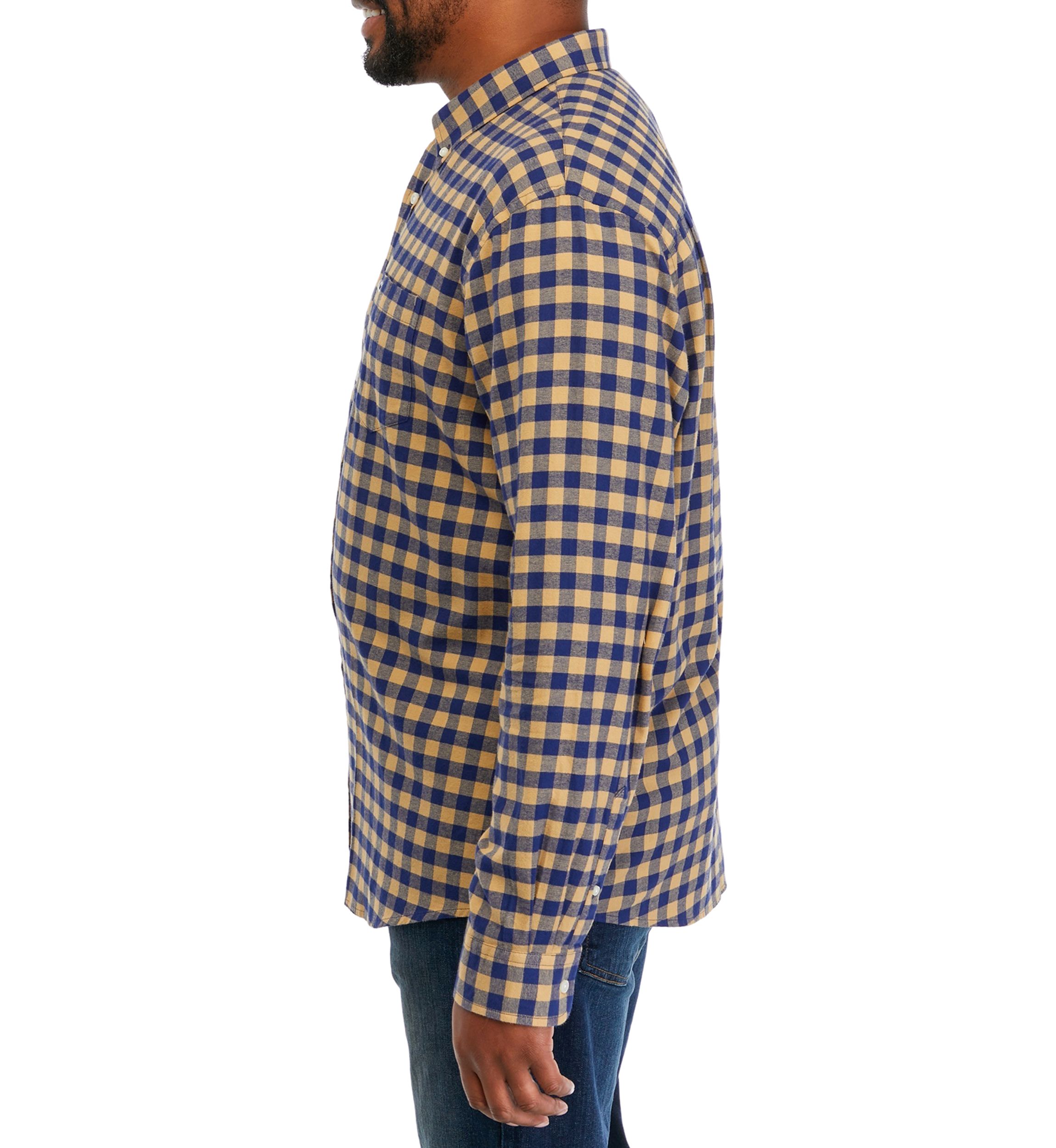 Big & Tall Long Sleeve Woven Twill Plaid Shirt