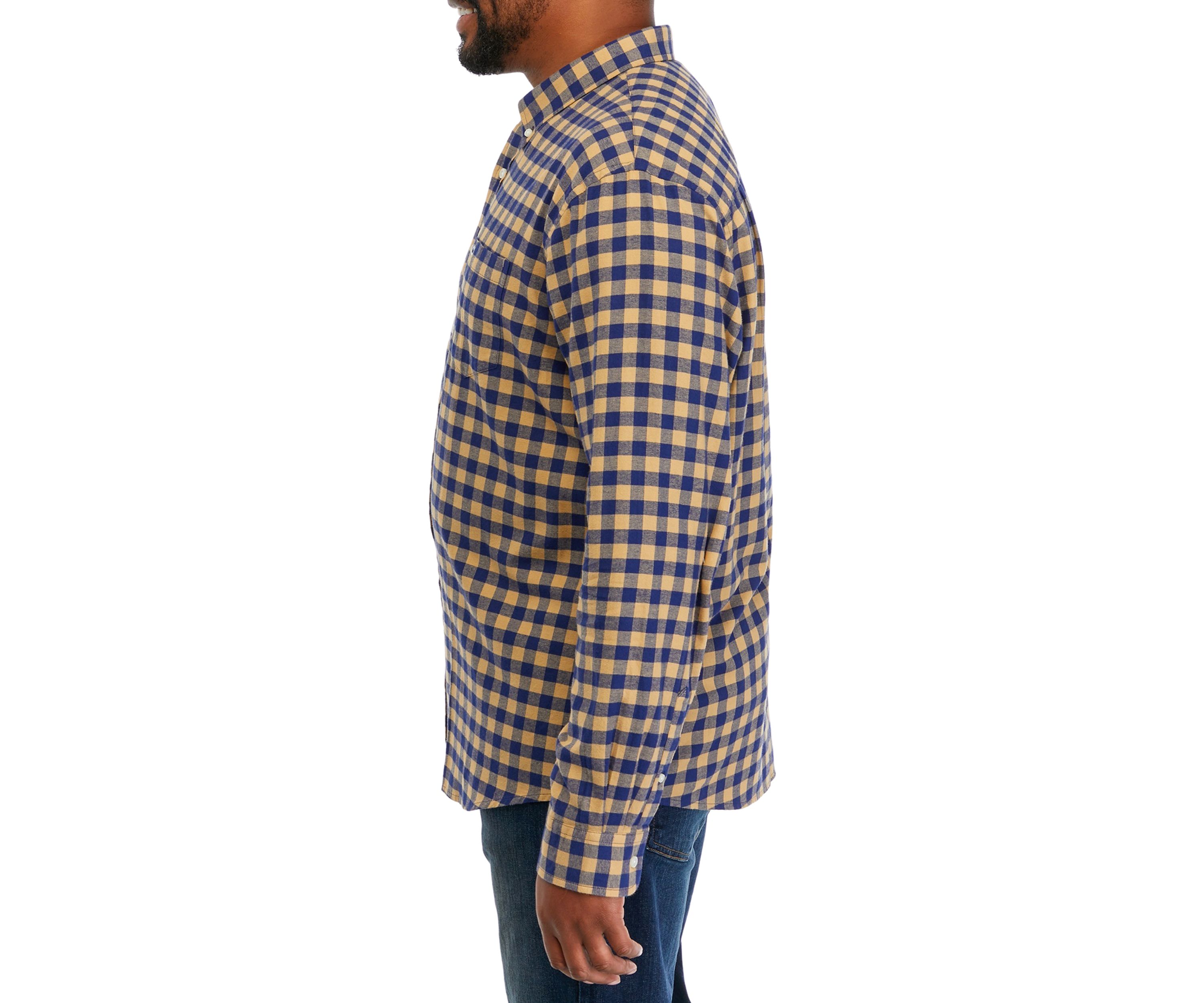 Big & Tall Long Sleeve Woven Twill Plaid Shirt