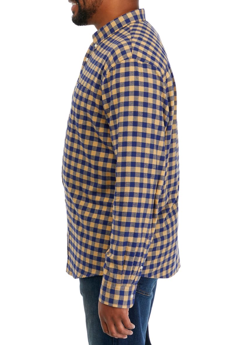 Big & Tall Long Sleeve Woven Twill Plaid Shirt