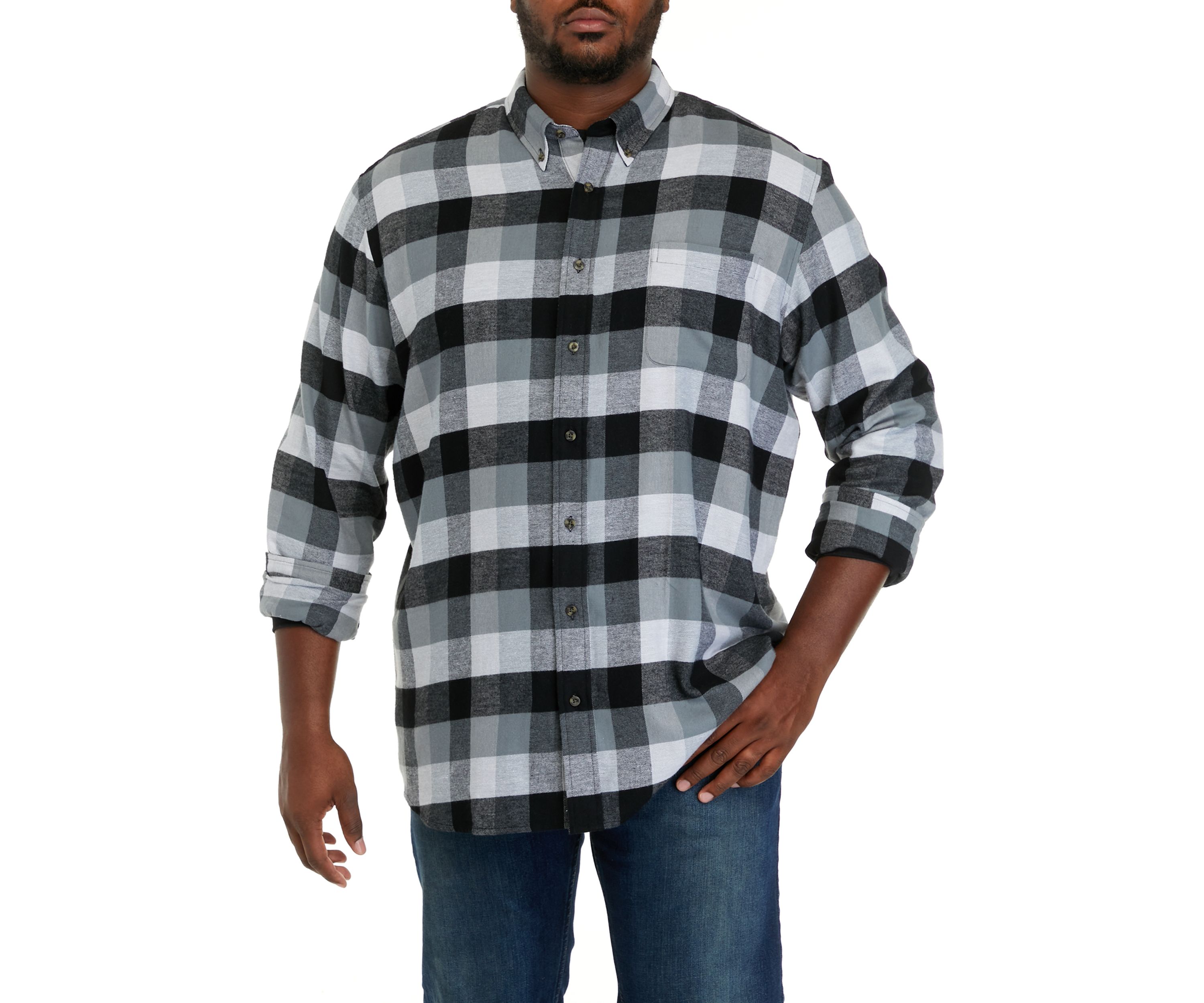 Big & Tall Long Sleeve Woven Flannel Plaid Shirt 