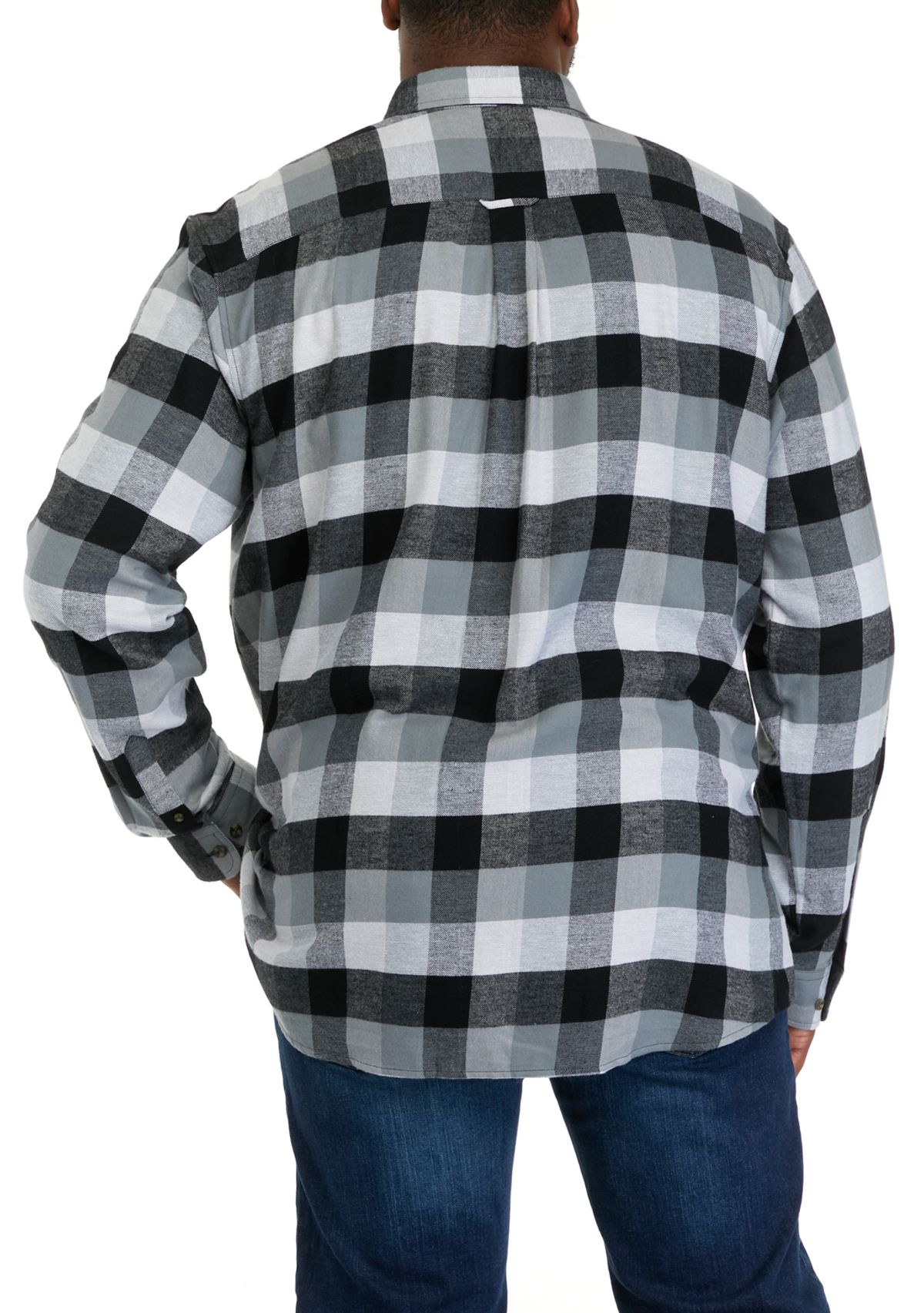 Big & Tall Long Sleeve Woven Flannel Plaid Shirt 