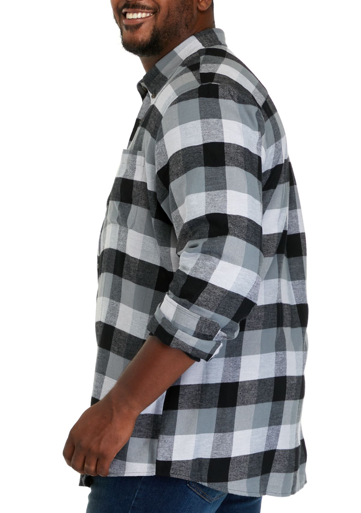 Big & Tall Long Sleeve Woven Flannel Plaid Shirt 
