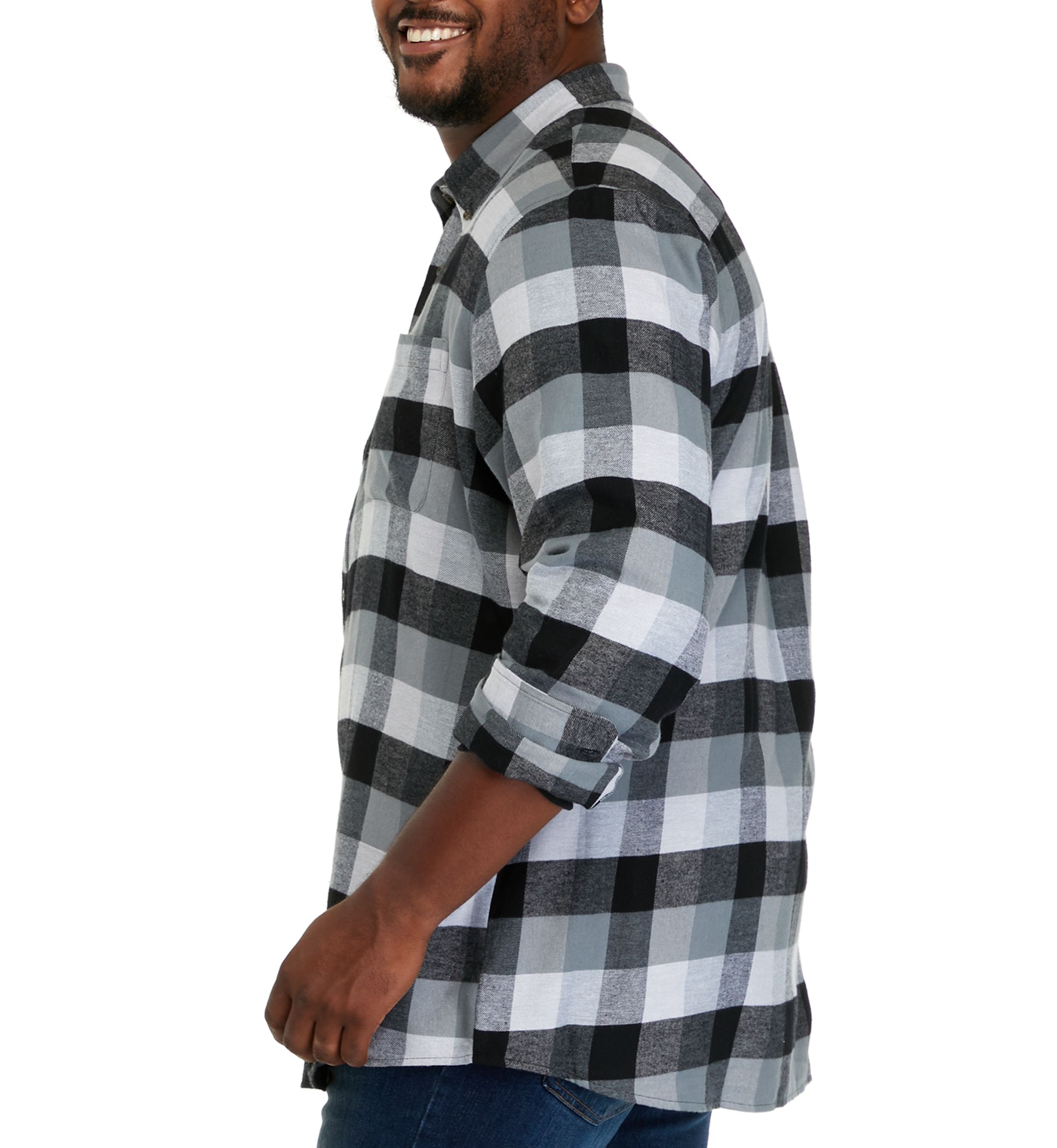 Big & Tall Long Sleeve Woven Flannel Plaid Shirt 