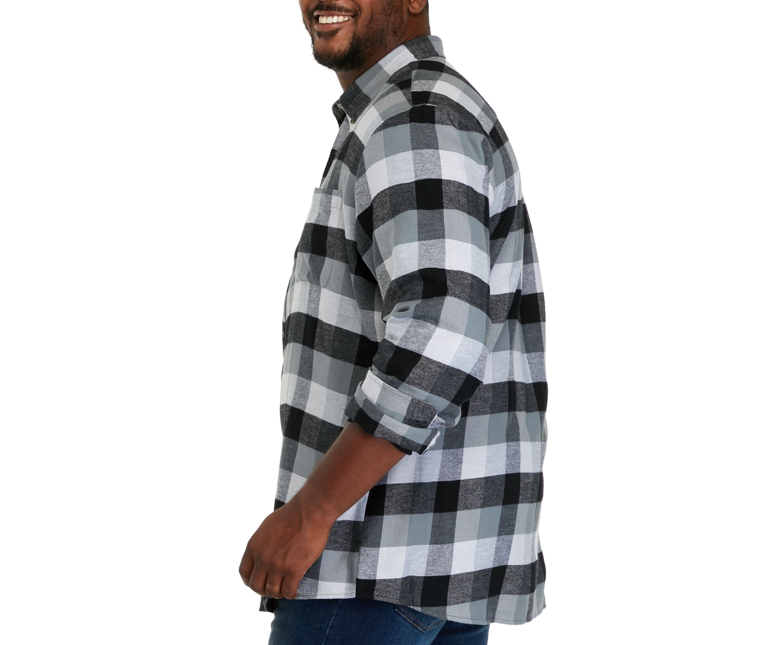 Big & Tall Long Sleeve Woven Flannel Plaid Shirt 