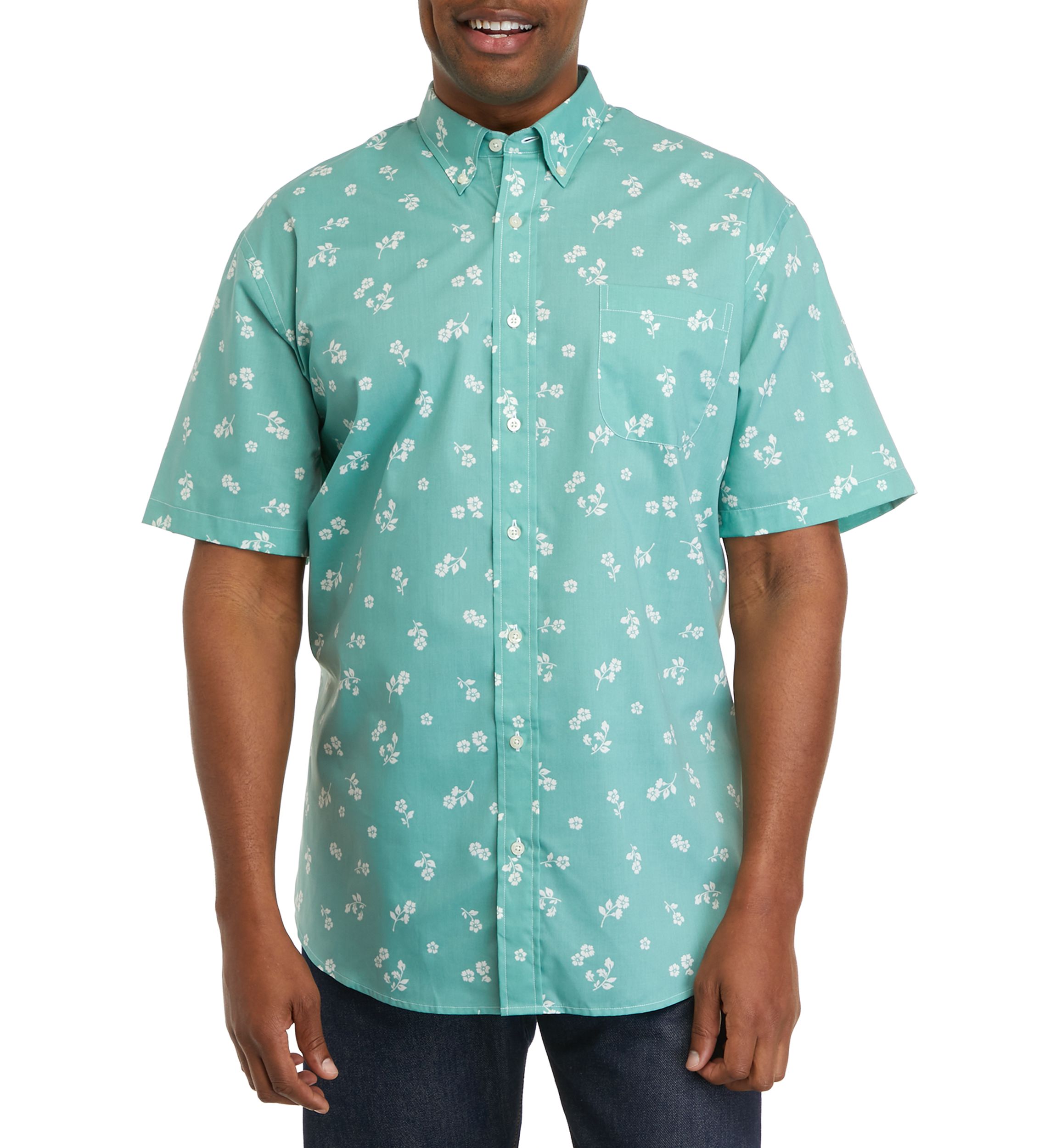 Big & Tall Easy Care short Sleeve Woven Printed Shirt
