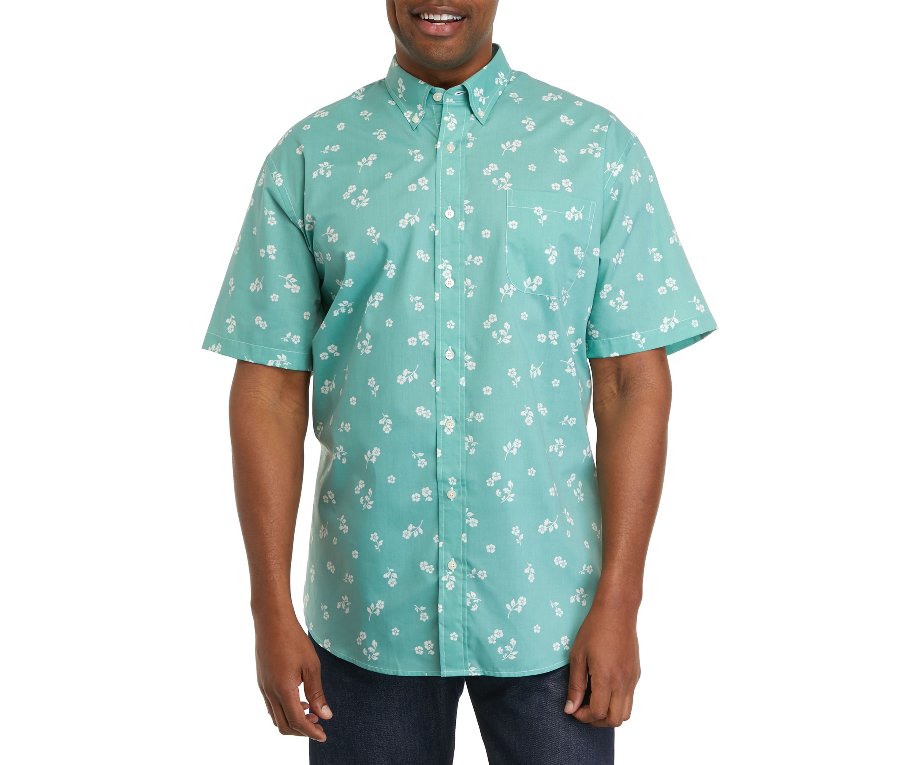 Big & Tall Easy Care short Sleeve Woven Printed Shirt