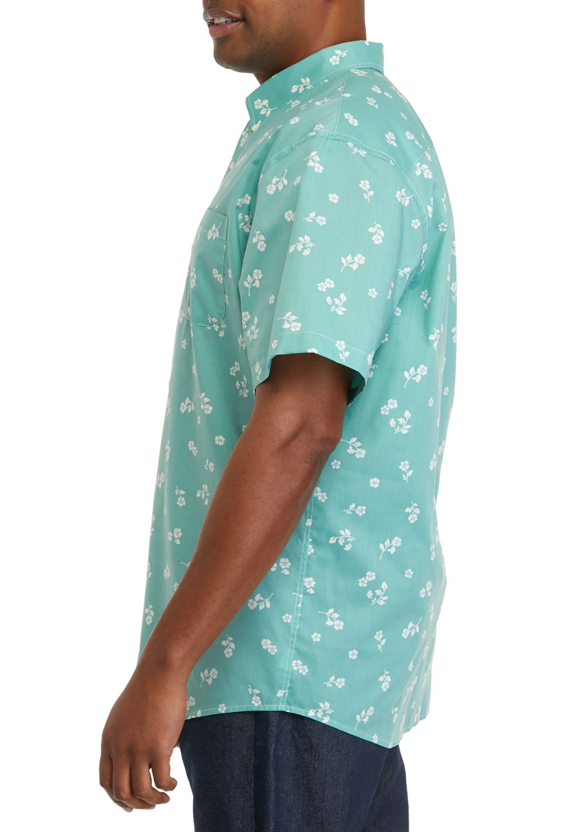 Big & Tall Easy Care short Sleeve Woven Printed Shirt