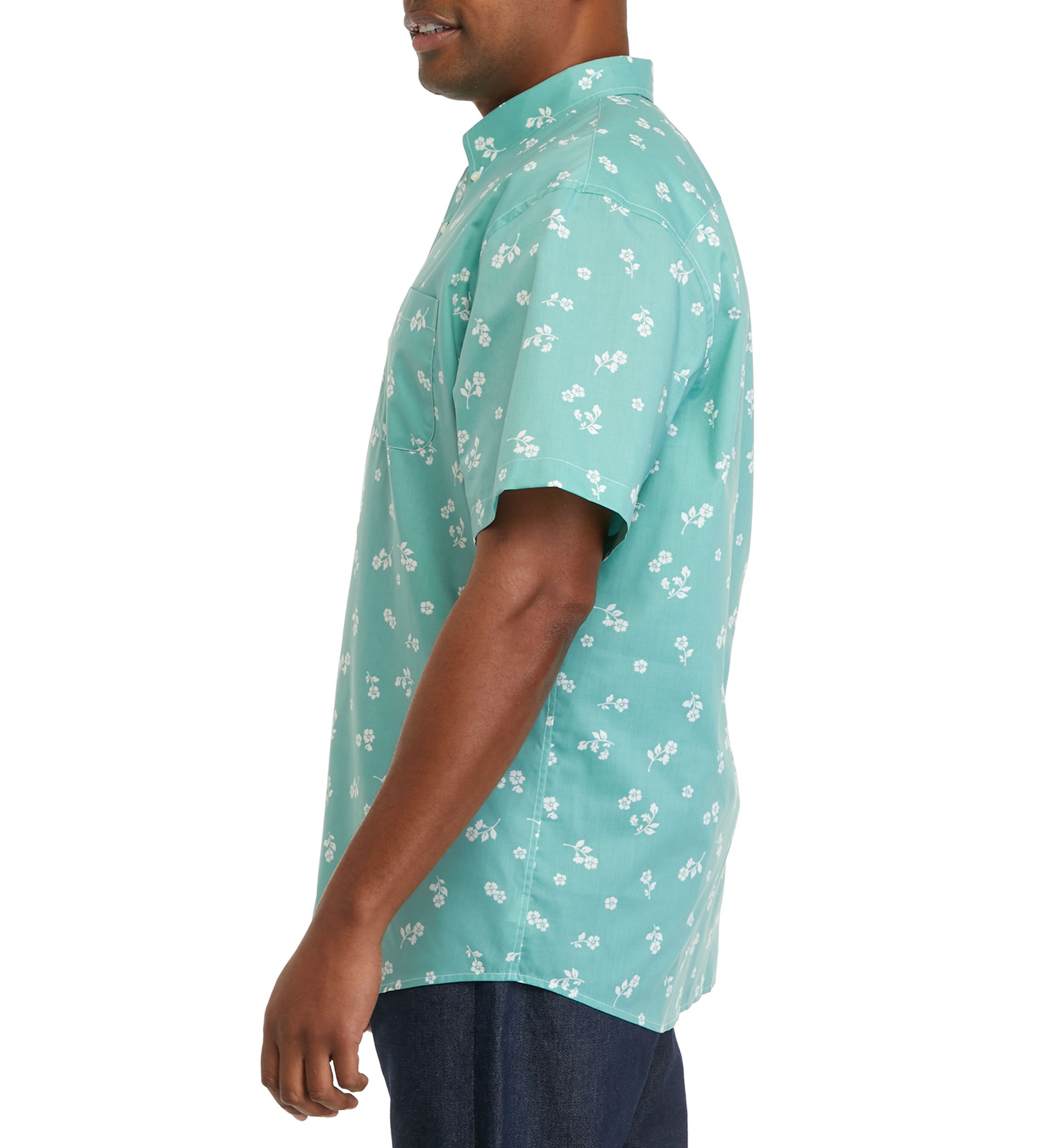 Big & Tall Easy Care short Sleeve Woven Printed Shirt