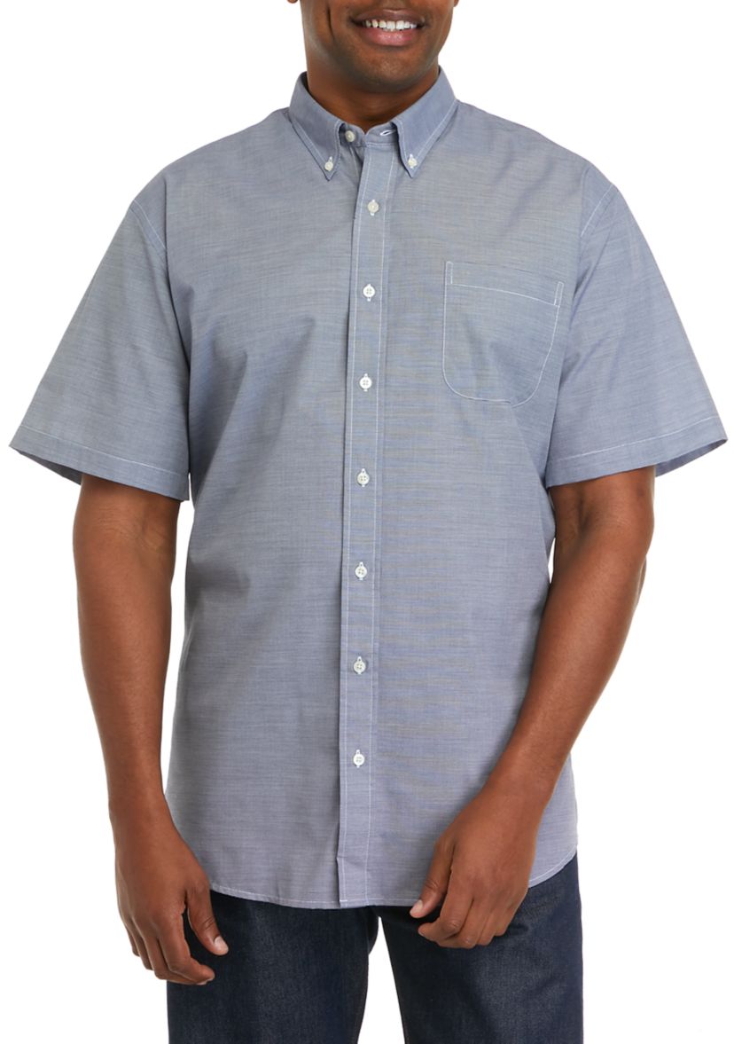 Big & Tall Easy Care Short Sleeve Woven End on End Shirt