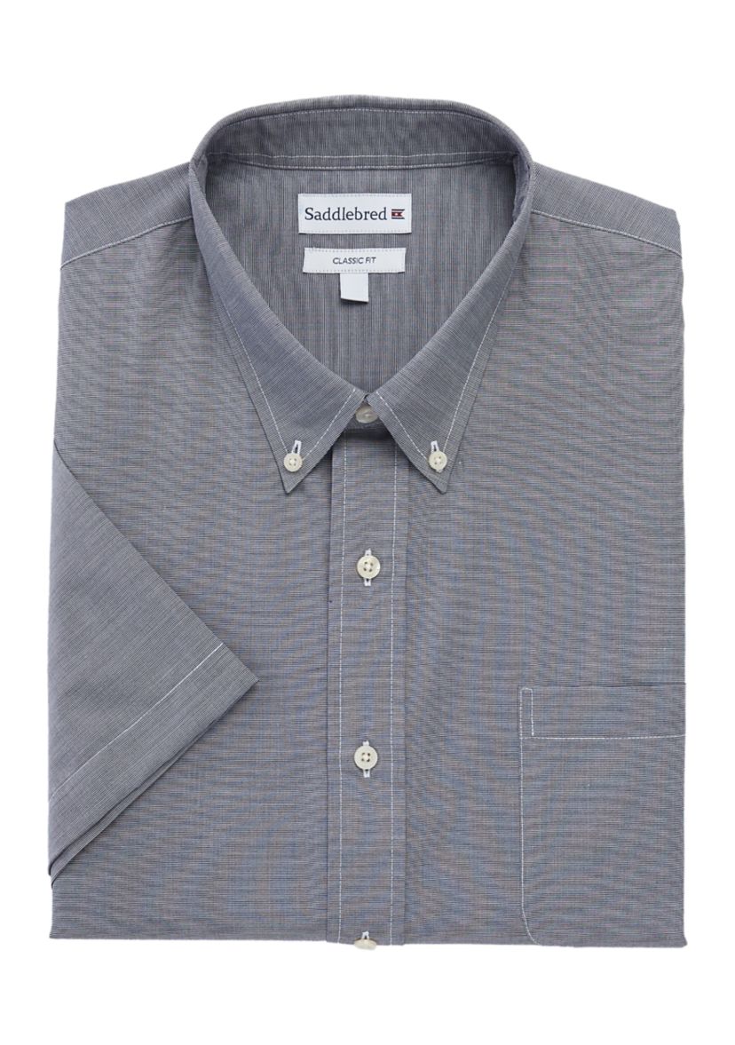 Big & Tall Easy Care Short Sleeve Woven End on End Shirt
