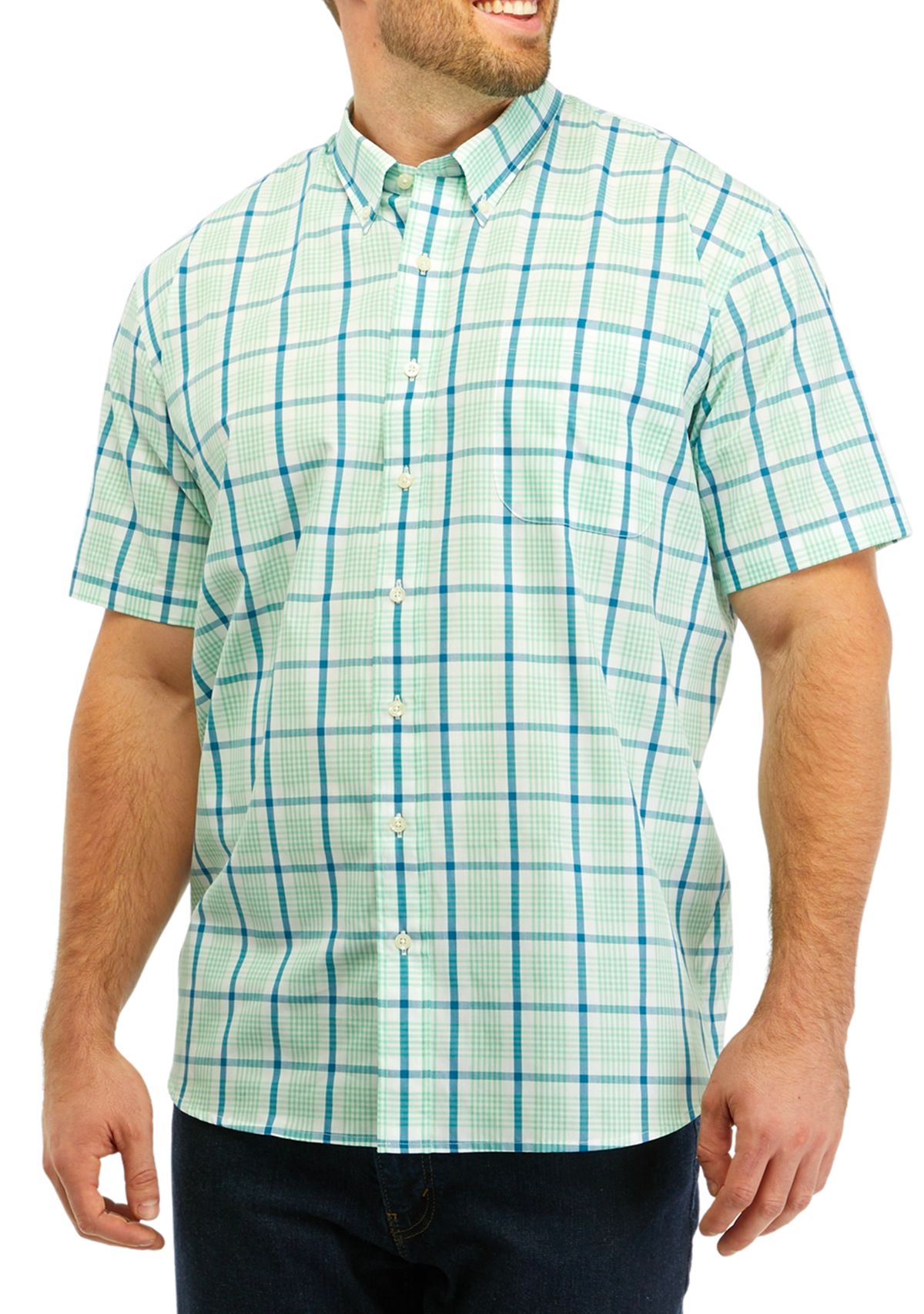 Big & Tall Plaid Printed Button Down Shirt