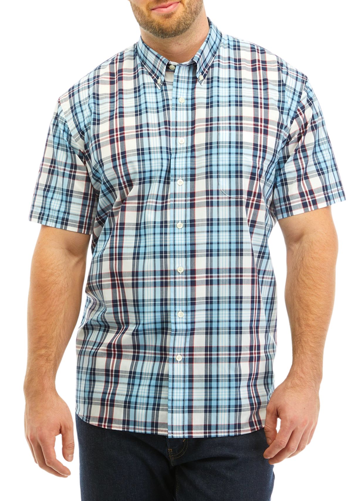Big & Tall Plaid Printed Button Down Shirt
