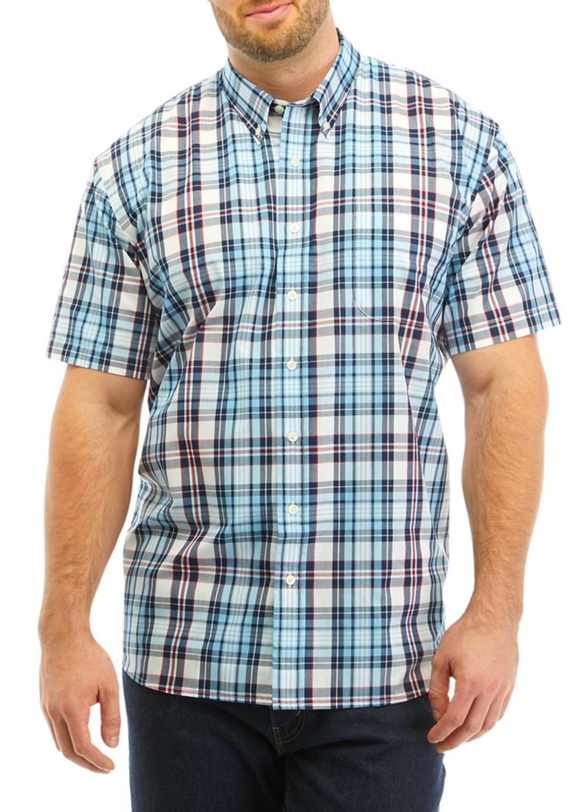 Big & Tall Plaid Printed Button Down Shirt