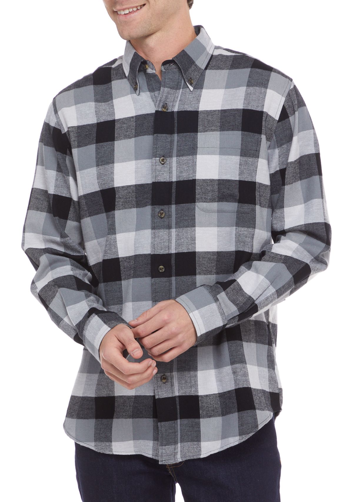 Long Sleeve Flannel Plaid Button Up Shirt 