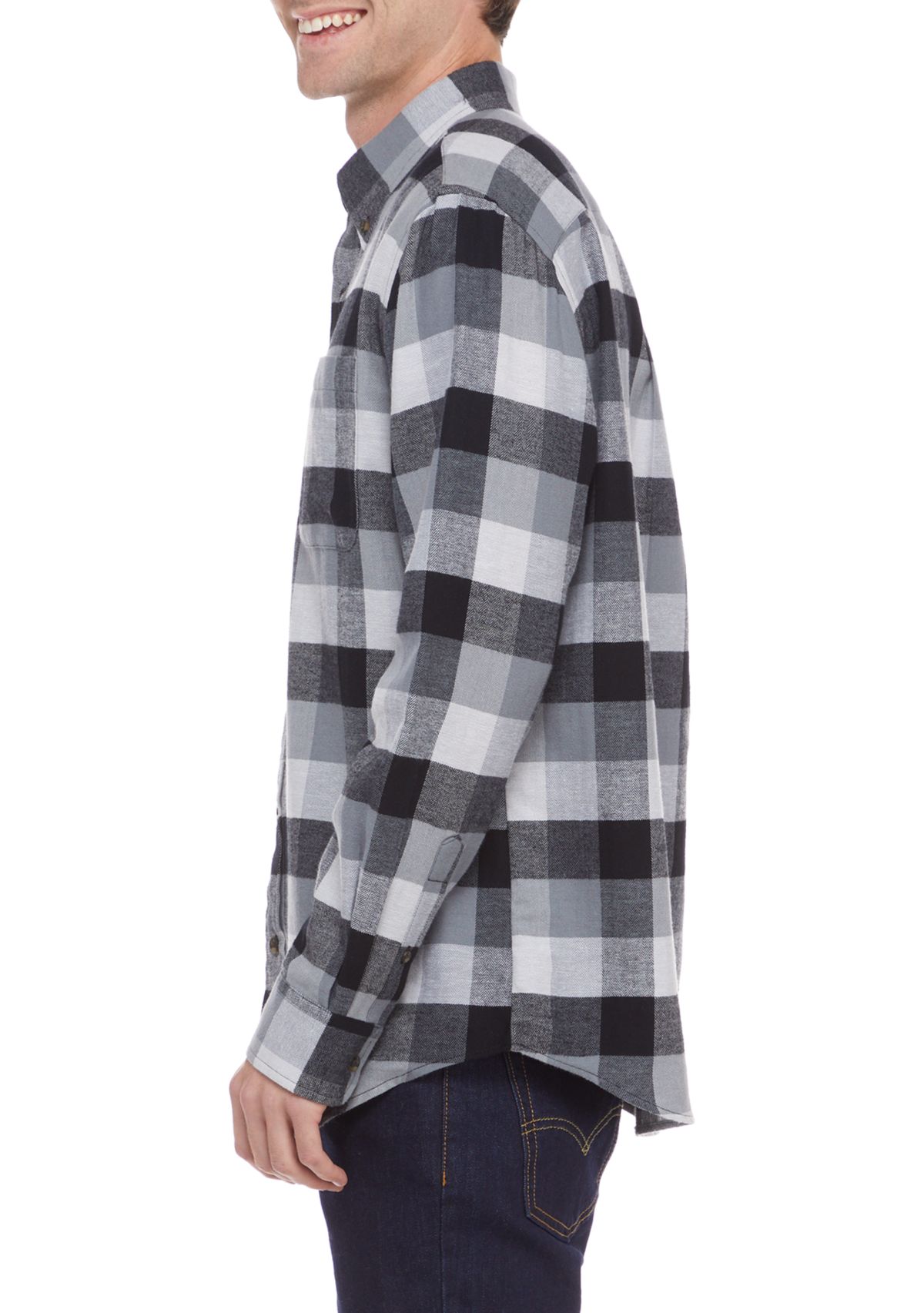 Long Sleeve Flannel Plaid Button Up Shirt 