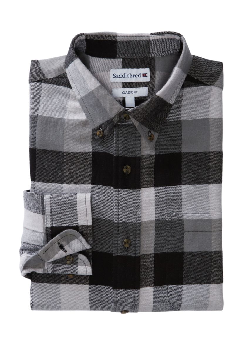 Mens Long Sleeve Woven Flannel Plaid Shirt