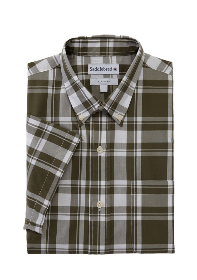 Short Sleeve Woven Easy Care Plaid Shirt