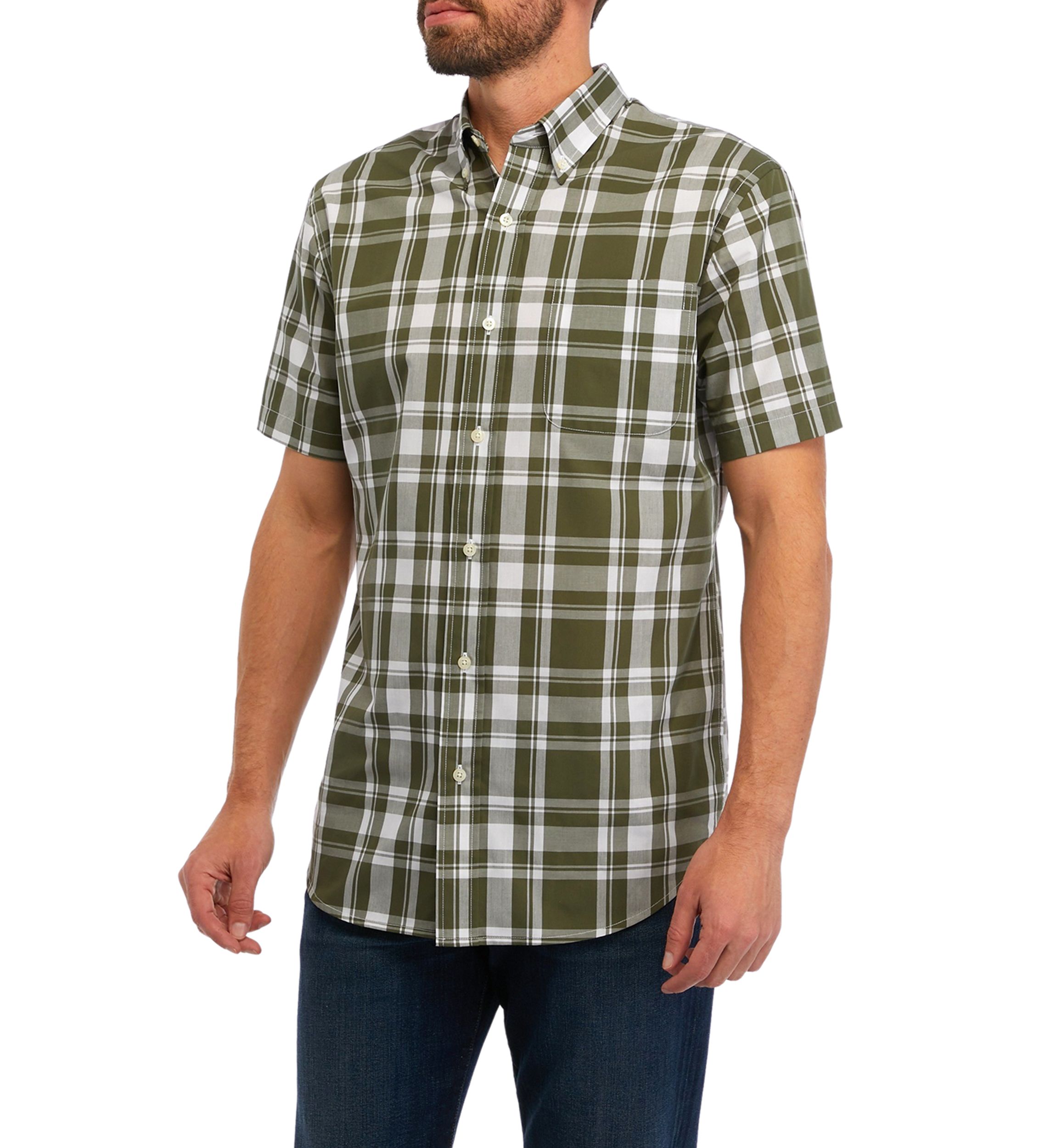 Short Sleeve Woven Easy Care Plaid Shirt