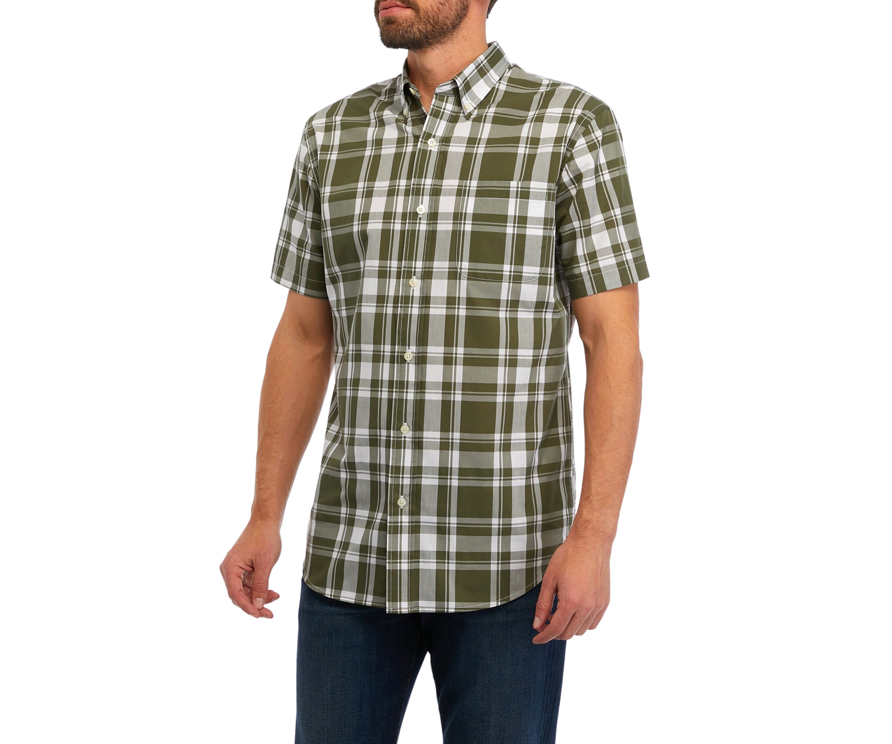 Short Sleeve Woven Easy Care Plaid Shirt