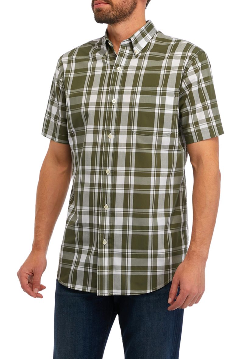 Short Sleeve Woven Easy Care Plaid Shirt