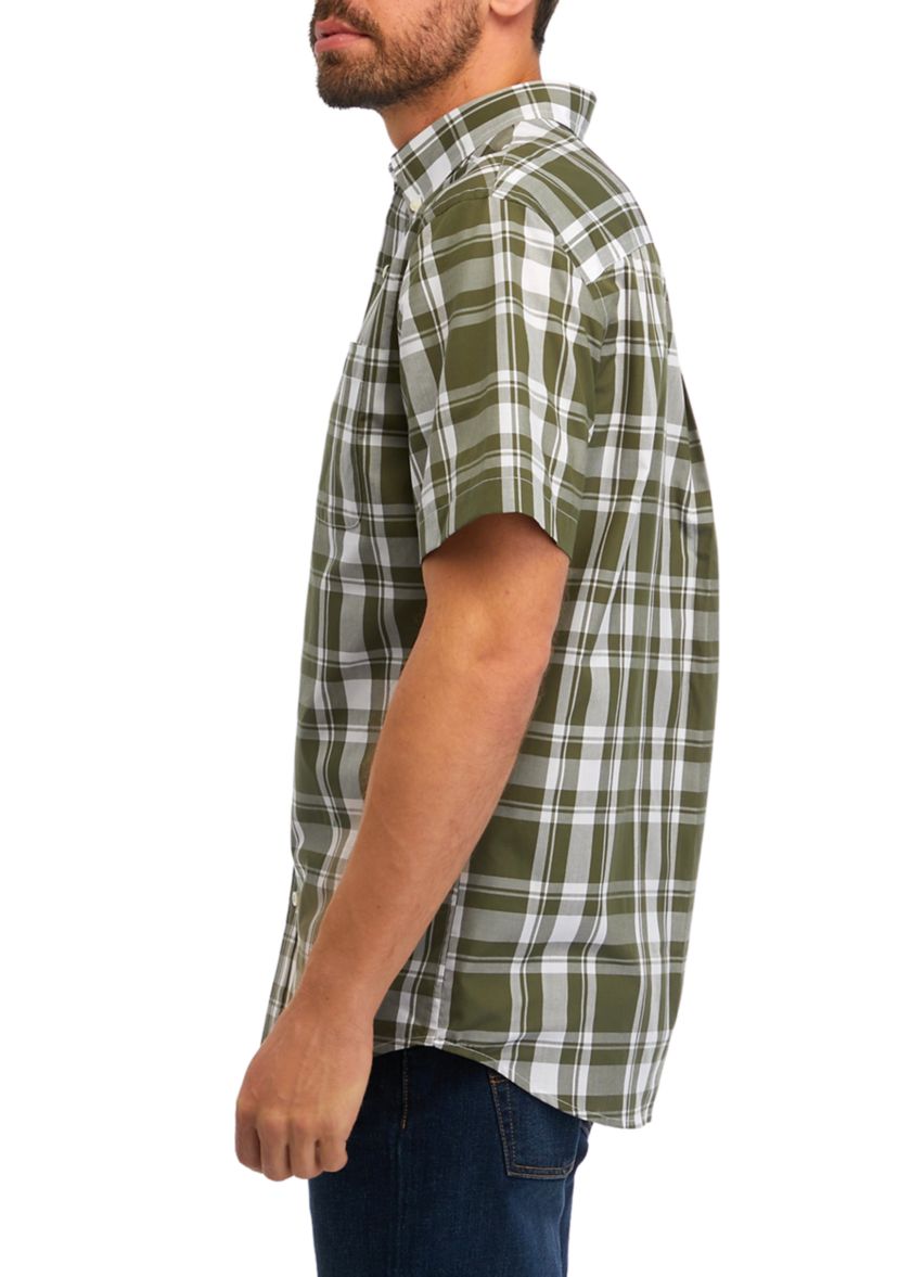 Short Sleeve Woven Easy Care Plaid Shirt