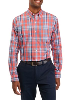 Saddlebred® Men's Long Sleeve Woven Easy Care Plaid Shirt | belk