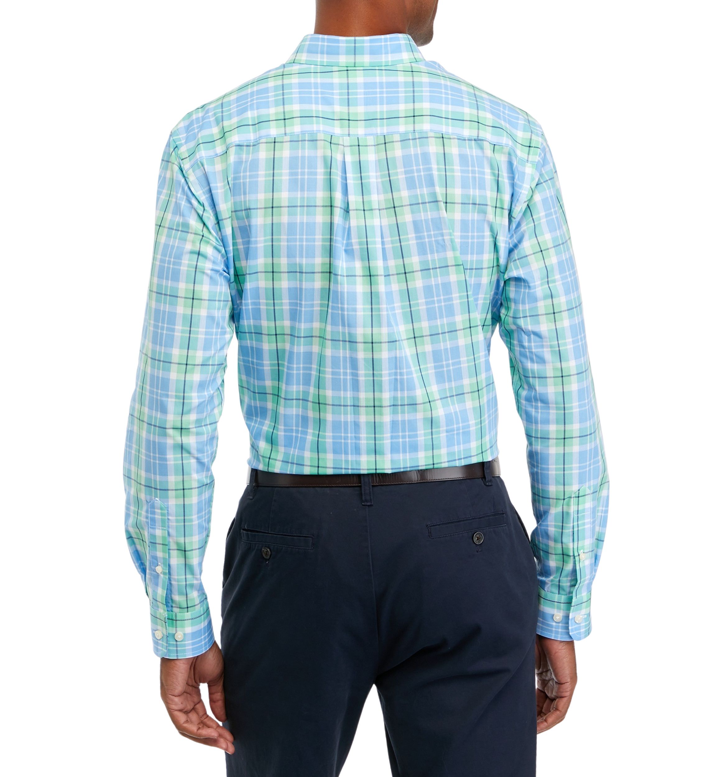 Mens Long Sleeve Woven Easy Care Plaid Shirt