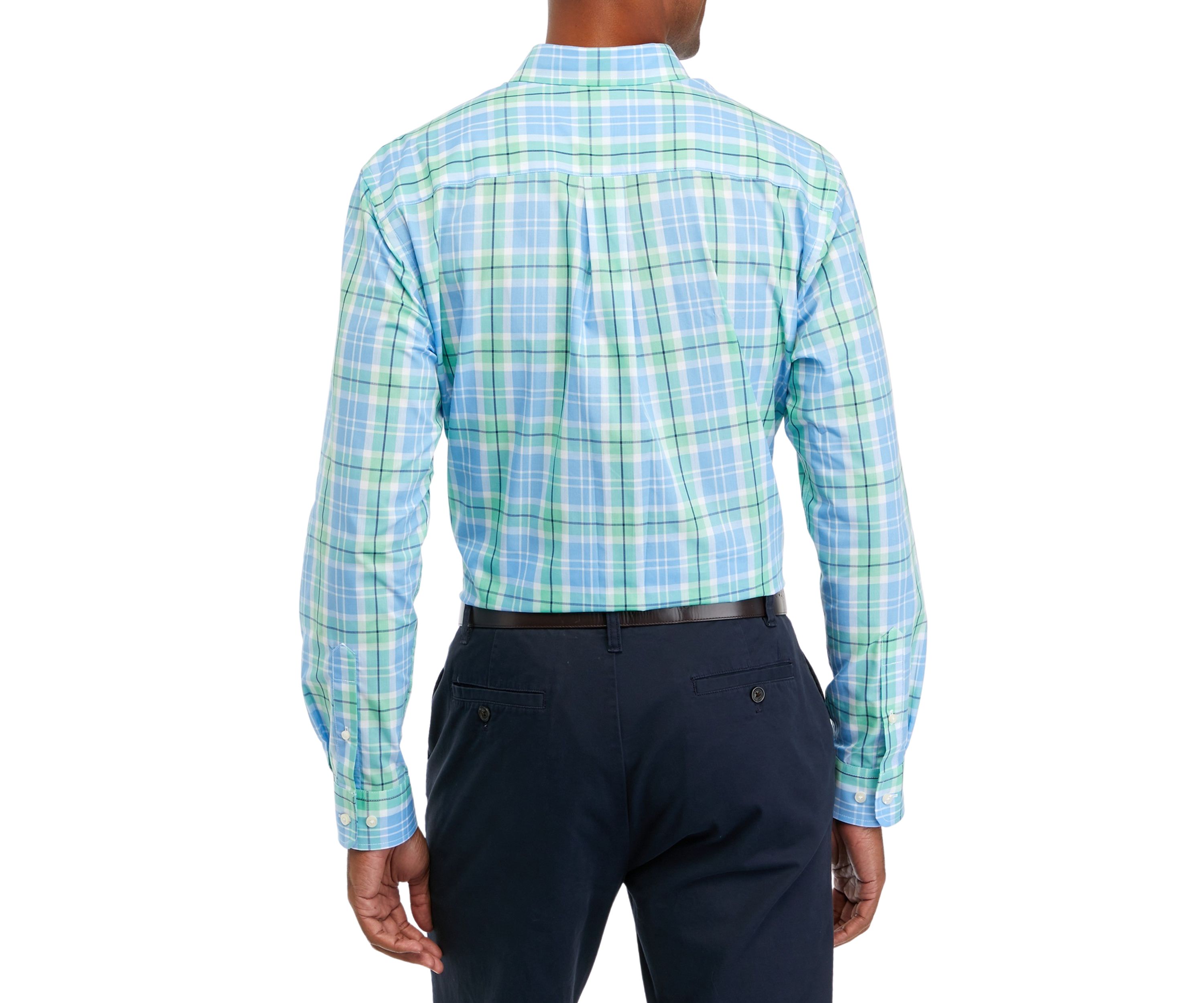 Mens Long Sleeve Woven Easy Care Plaid Shirt