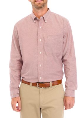 Saddlebred Men’s Long Sleeve Oxford Shirt, Red, Small