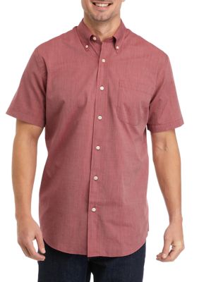 Van Heusen Slim Mens Moisture Wicking Slim Fit Short Sleeve Button