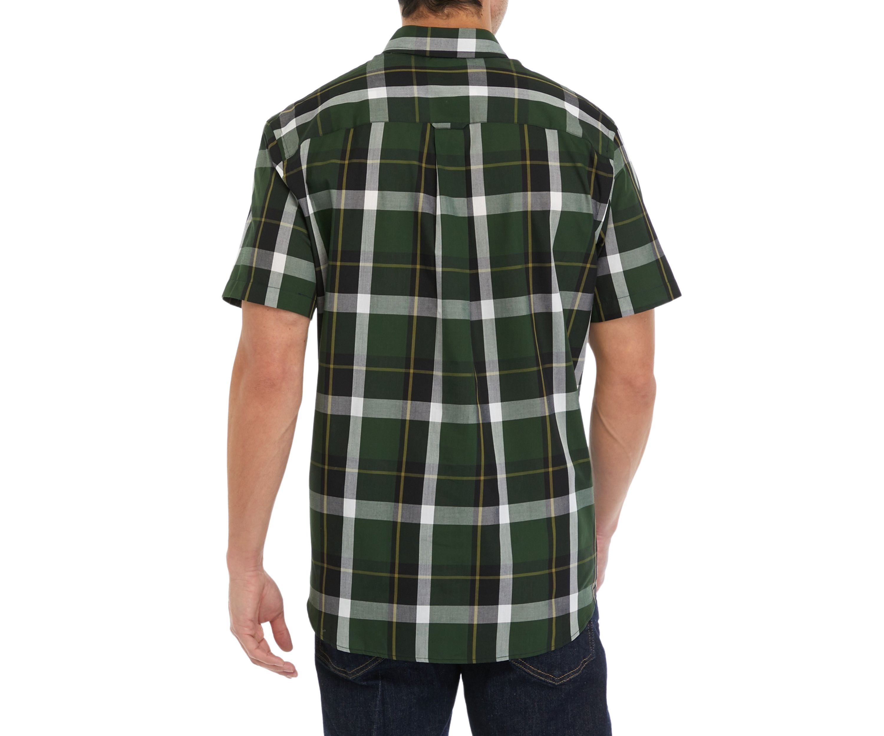 Short Sleeve Woven Easy Care Plaid Button Down Shirt