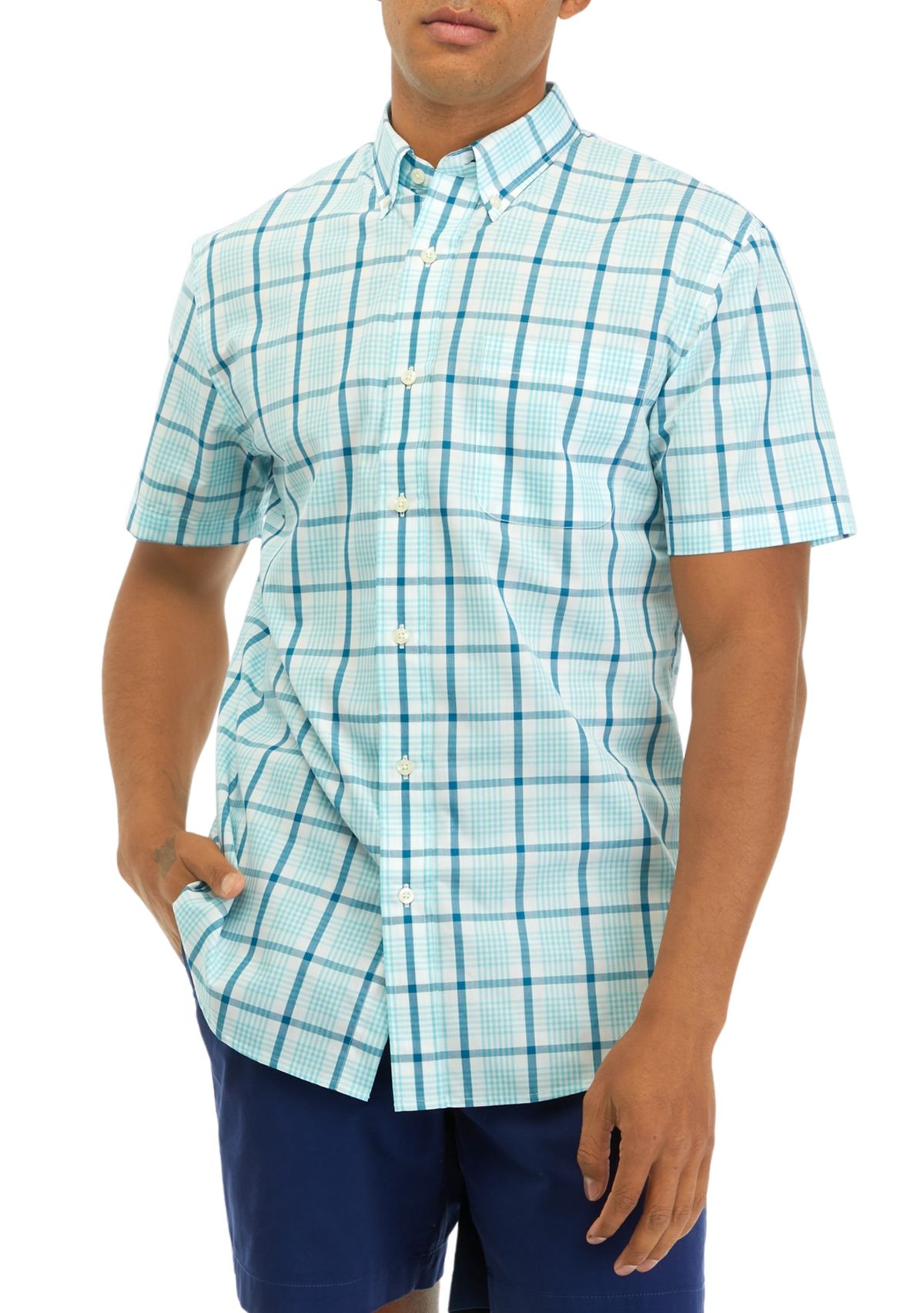 Short Sleeve Plaid Button Down Shirt 