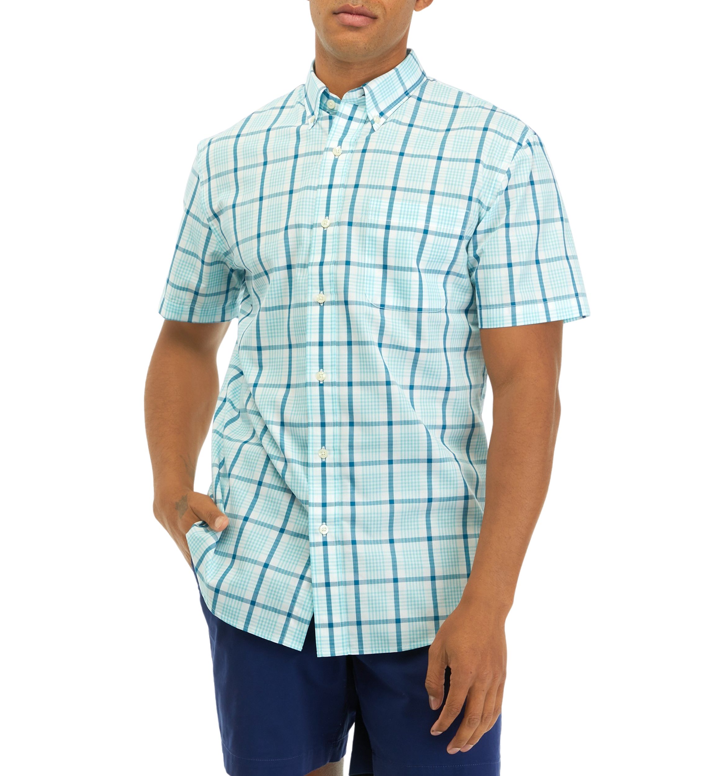 Short Sleeve Plaid Button Down Shirt 