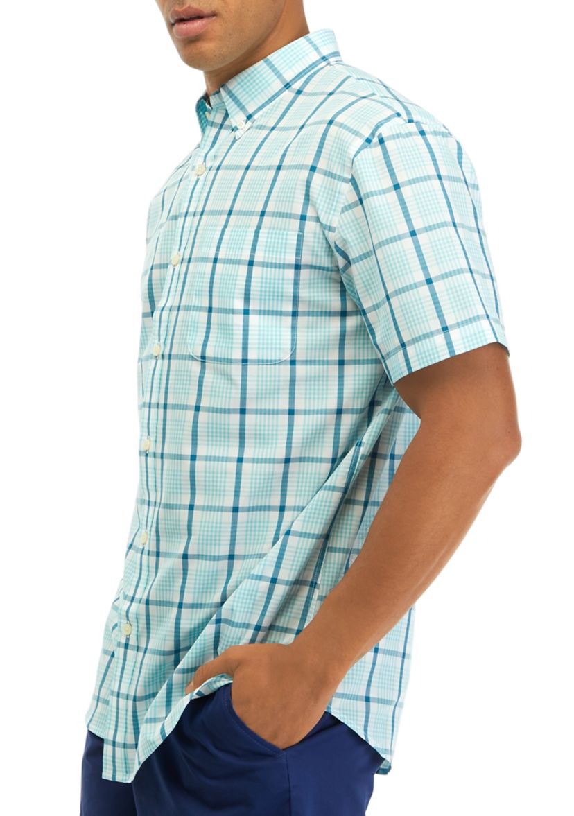 Short Sleeve Plaid Button Down Shirt 