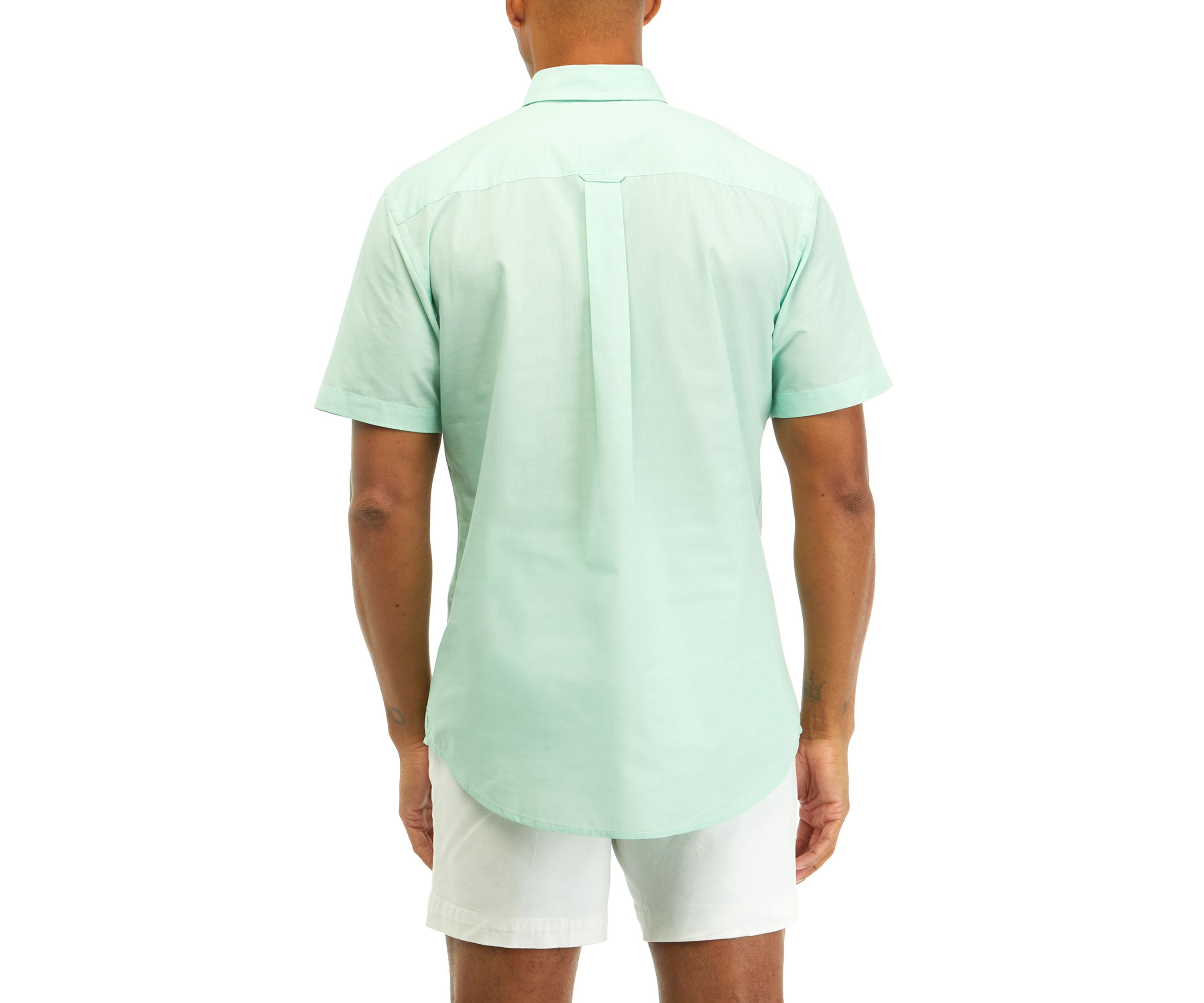 Short Sleeve Woven Easy Care Button Down Shirt